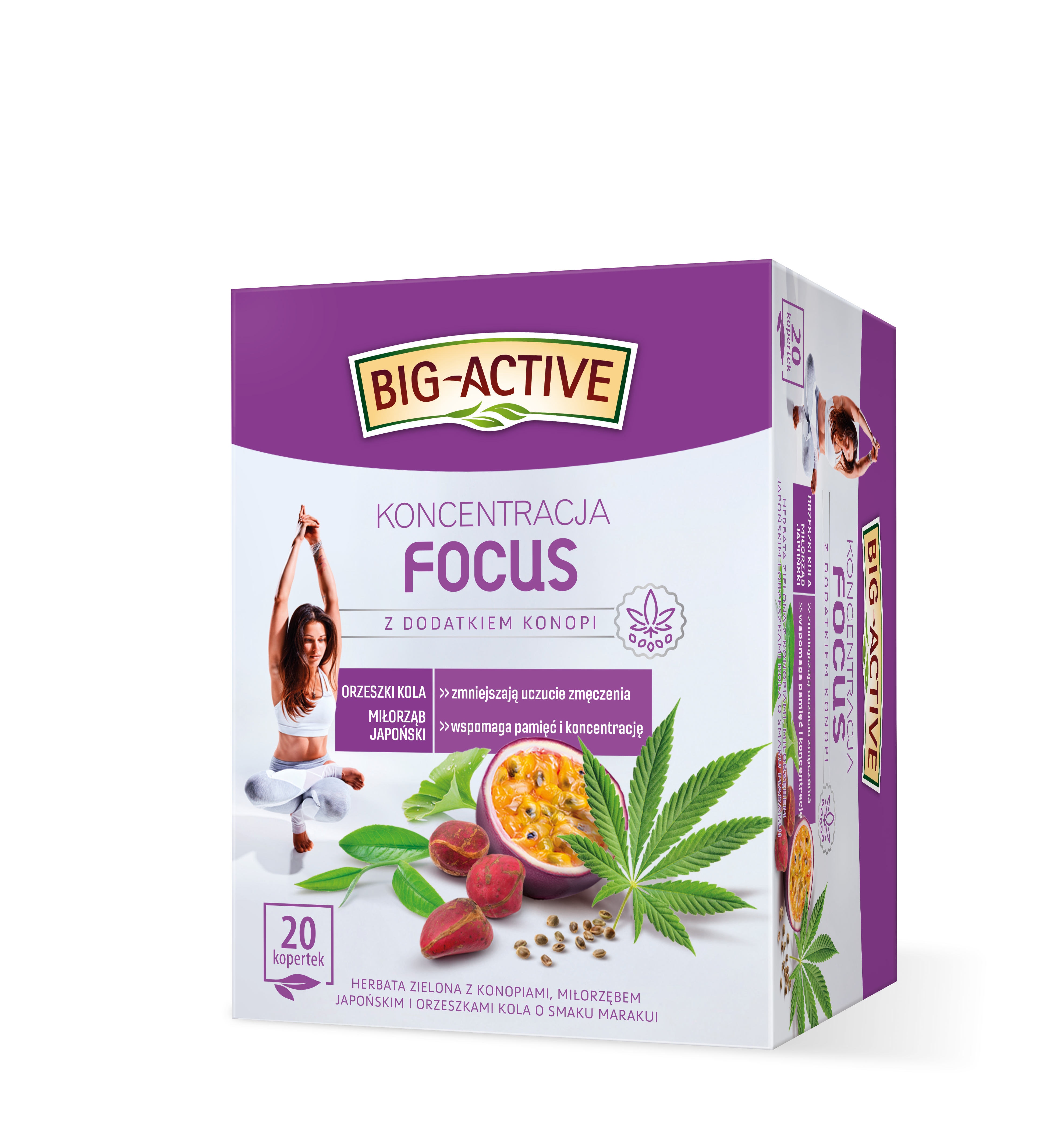 Big-Active Herbata Zielona Focus Z Dodatkiem Konopi (20 Torebek X 1,5G) 30G