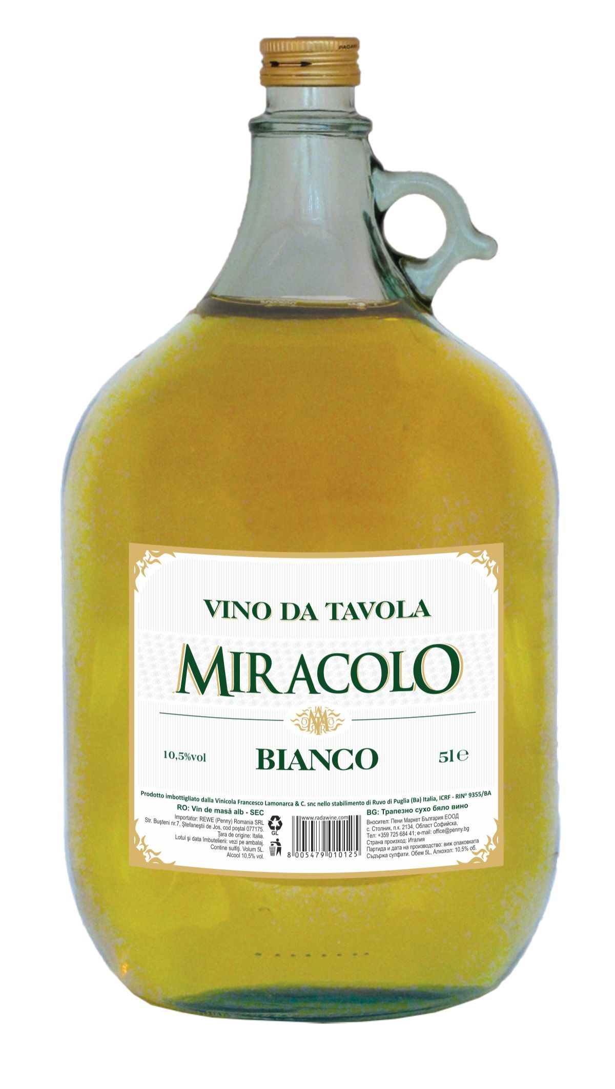 Miracolo Vino Da Tavola White Wino Białe 5,00 L