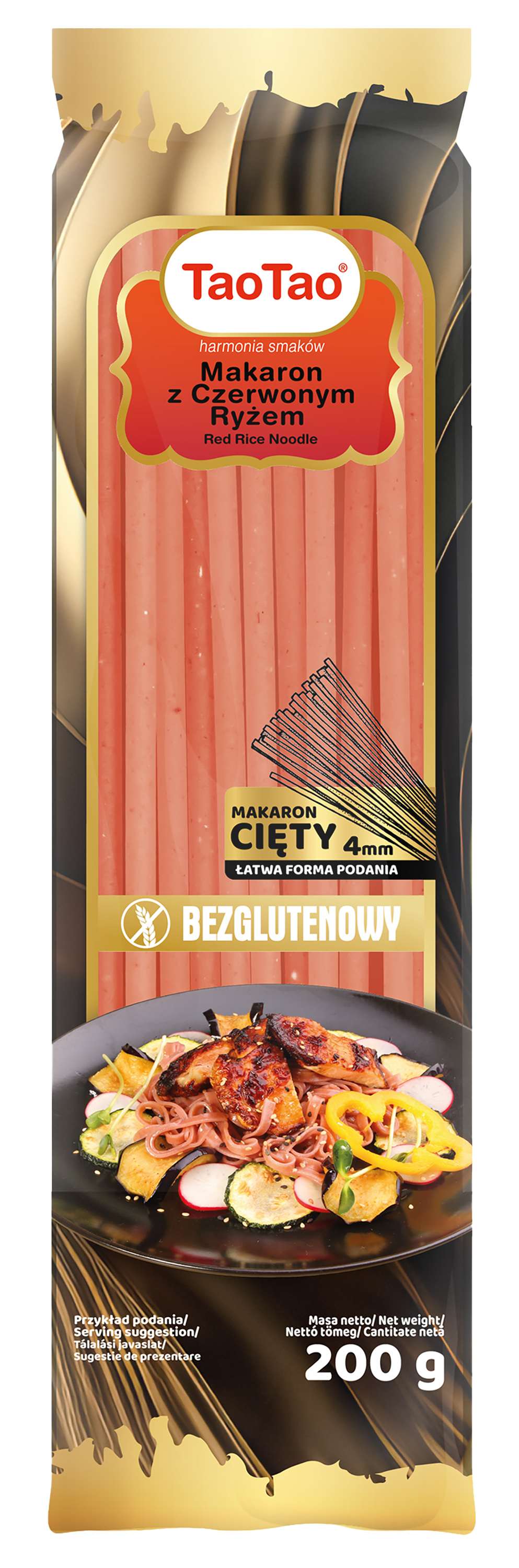 Makaron Ryżowy Wstążka Z Dodatkiem Czerwonego Ryżu 200G Taotao