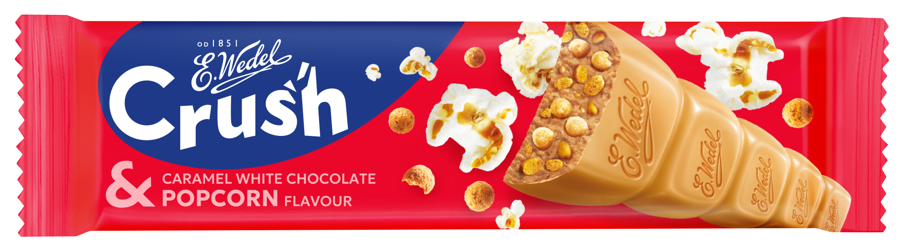 E.Wedel Baton Crush Z Popcornem W Czekoladzie Białej Karmelowej 25G