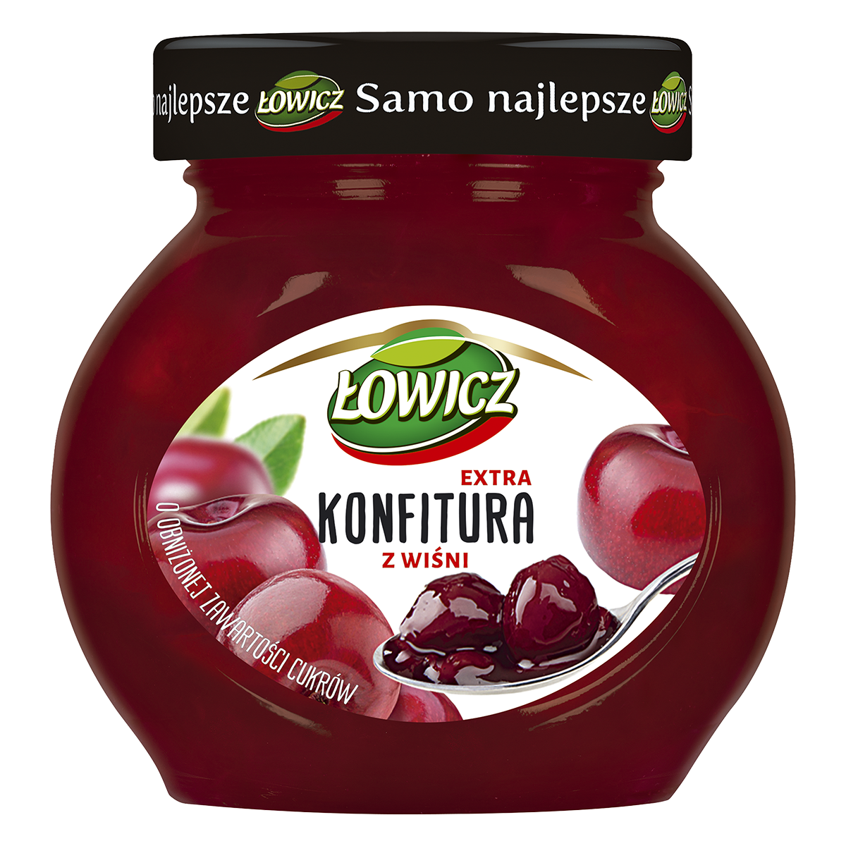 Łowicz Konfitura Extra Z Wiśni Obniżonej Zawartości Cukrów 240 G