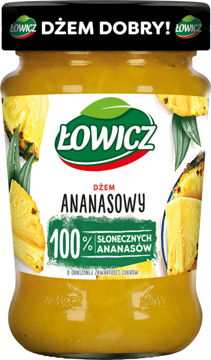 Łowicz Dżem Ananasowy O Obniżonej Zawartości Cukrów 280 G