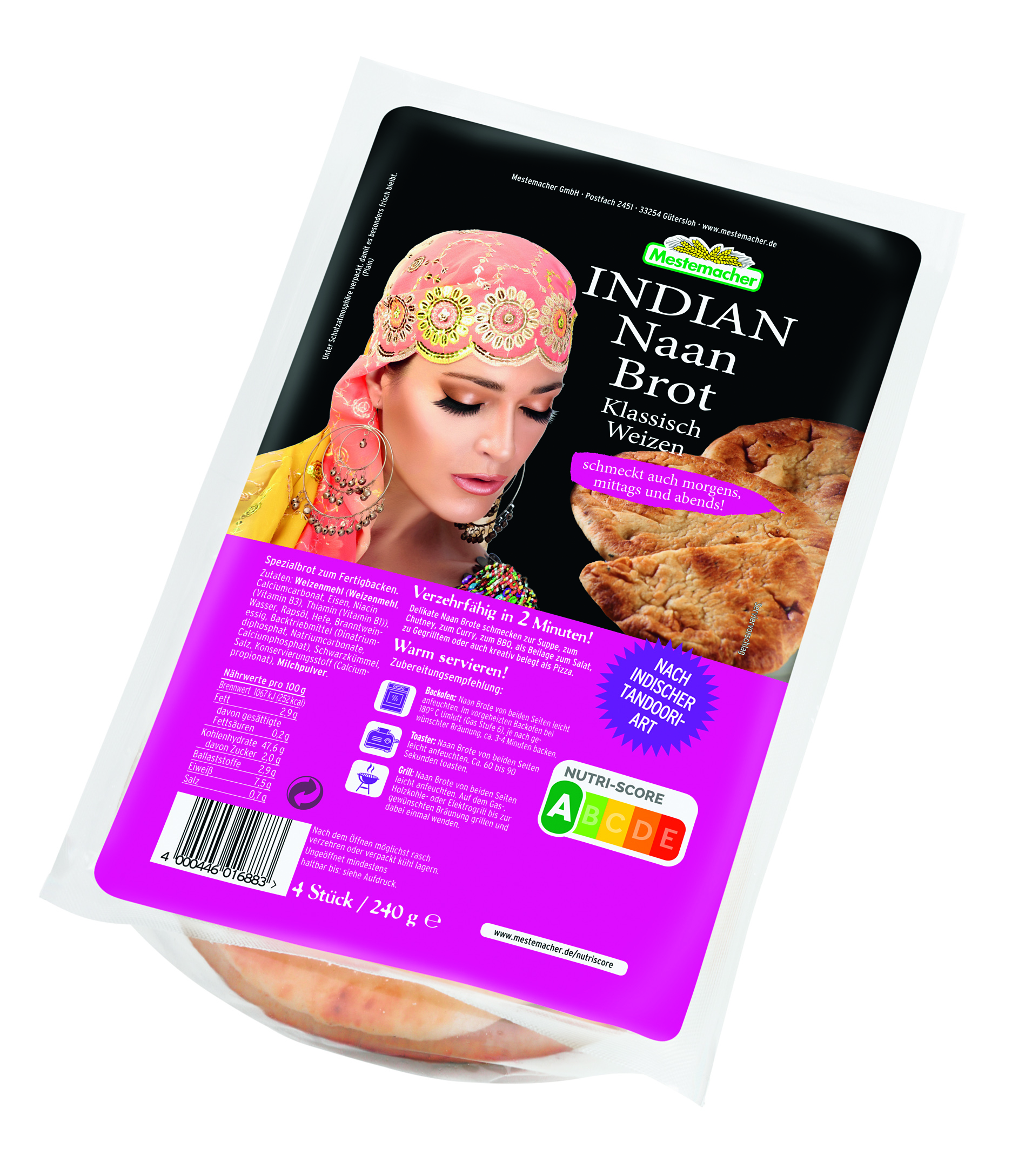 Naan Chlebek W Stylu Indyjskim Pszenny Mestemacher 240 G