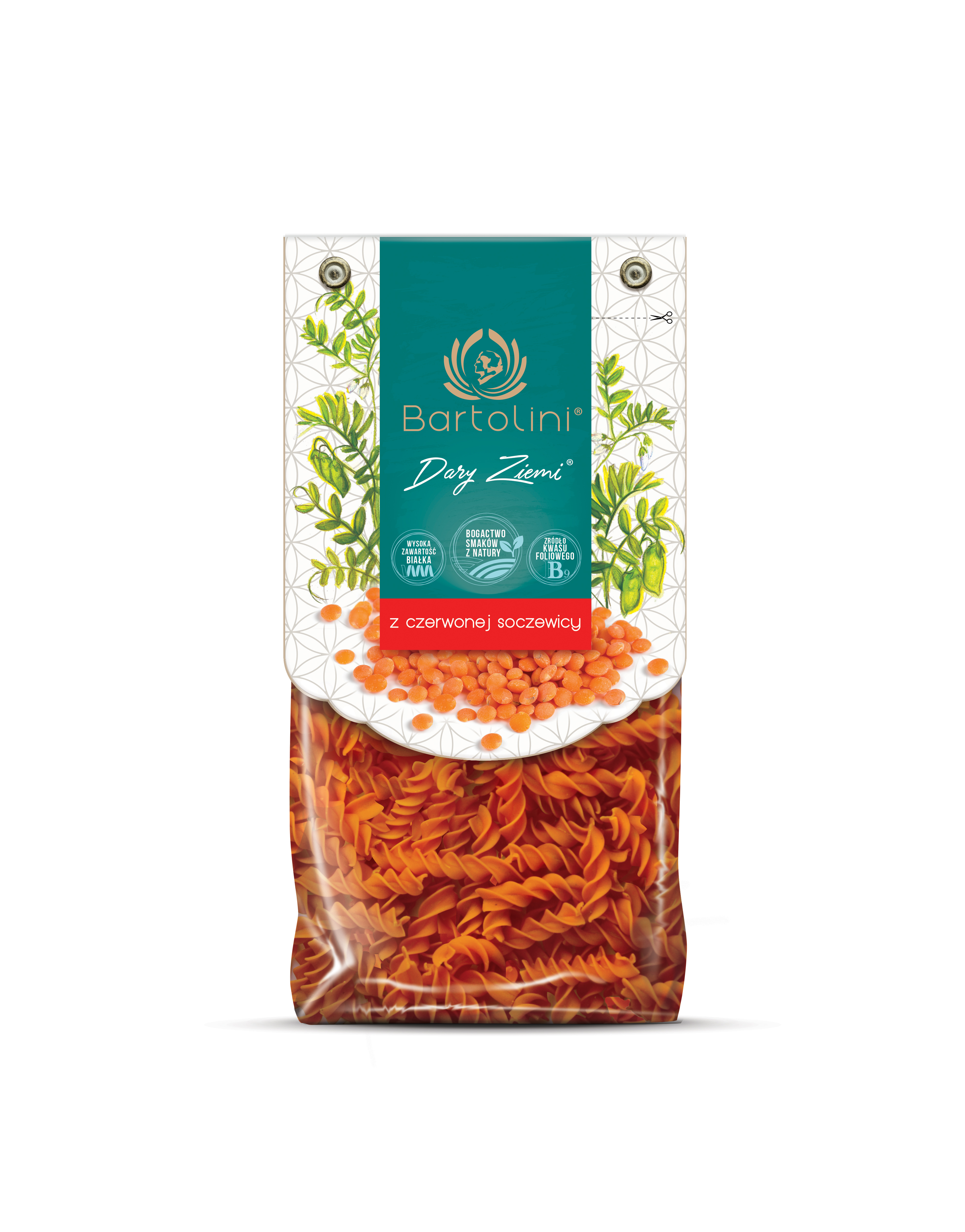 Makaron Bartolini Z Czerwonej Soczewicy 250G Świderek Nr 2