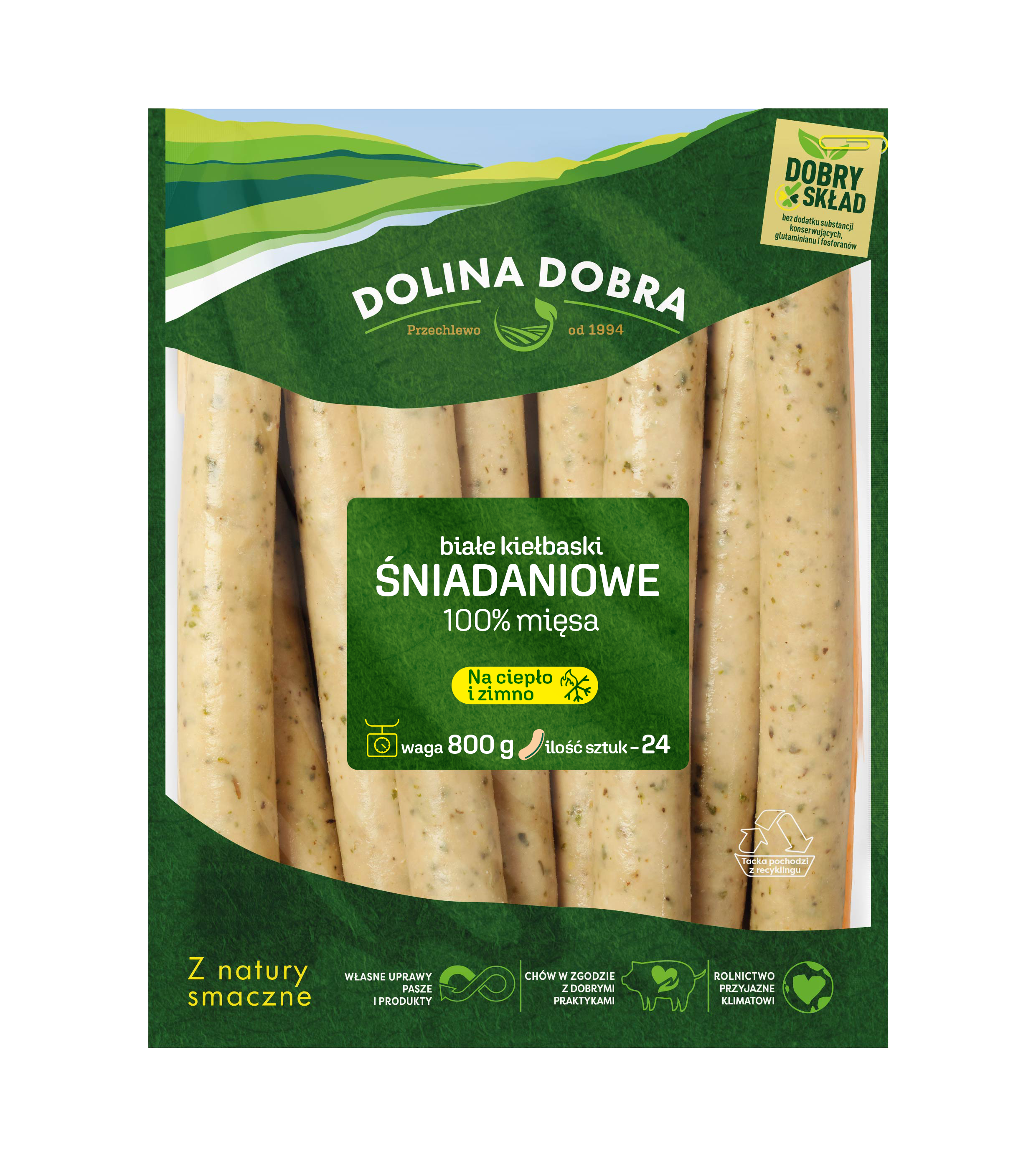 Białe Kiełbaski Śniadaniowe 800 G Dolina Dobra