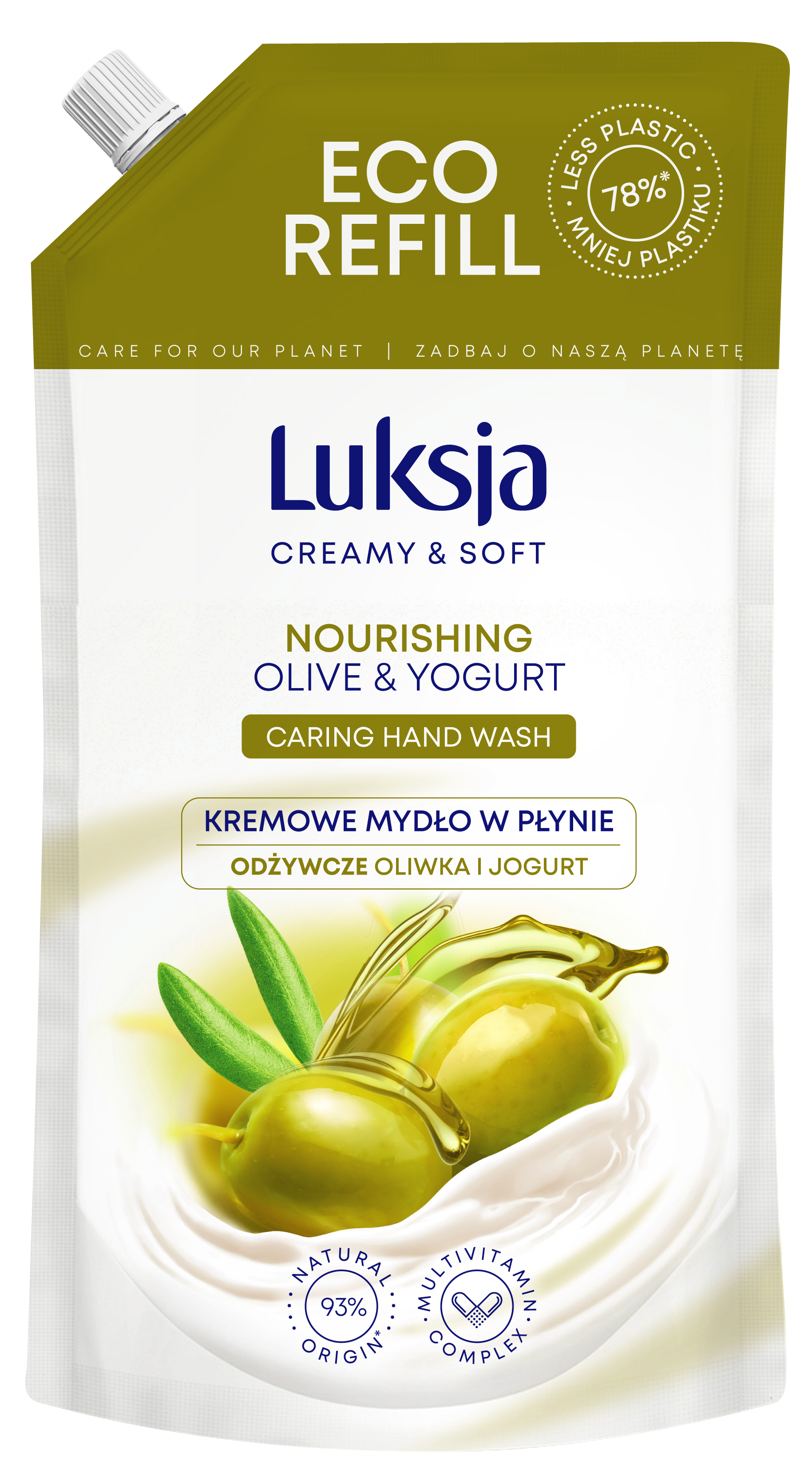 Luksja Creamy & Soft Kremowe Mydło W Płynie Oliwka I Jogurt 900 Ml Opakowanie Uzupełniające