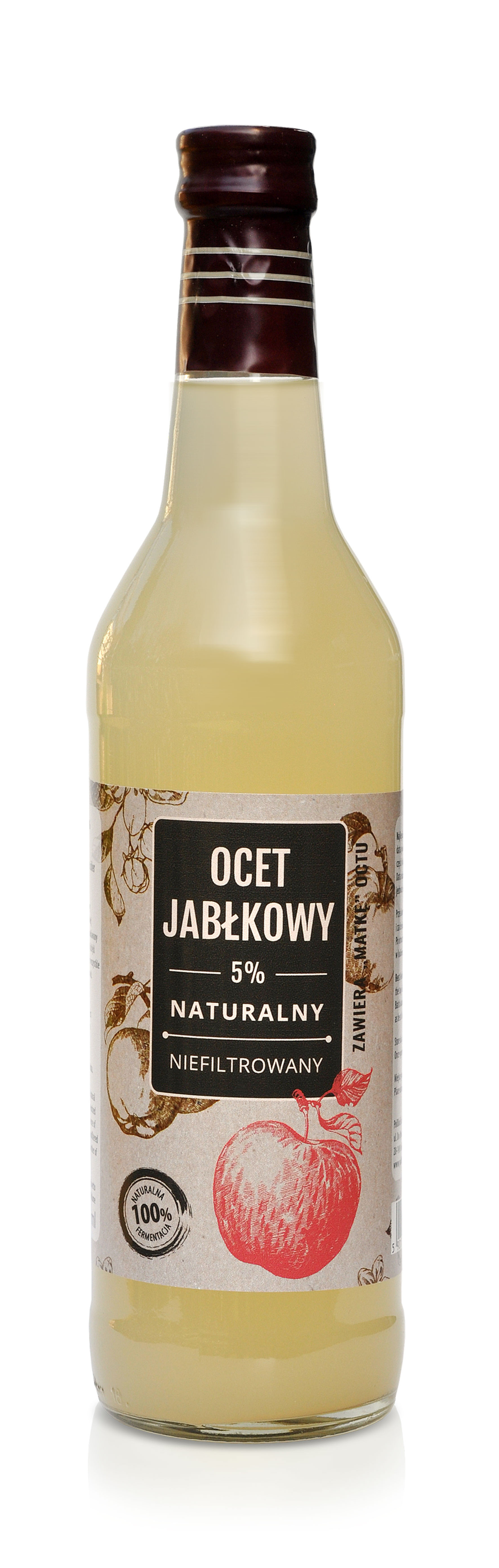 Ocet Jabłkowy 5% Niefiltrowany 500 Ml Naturo