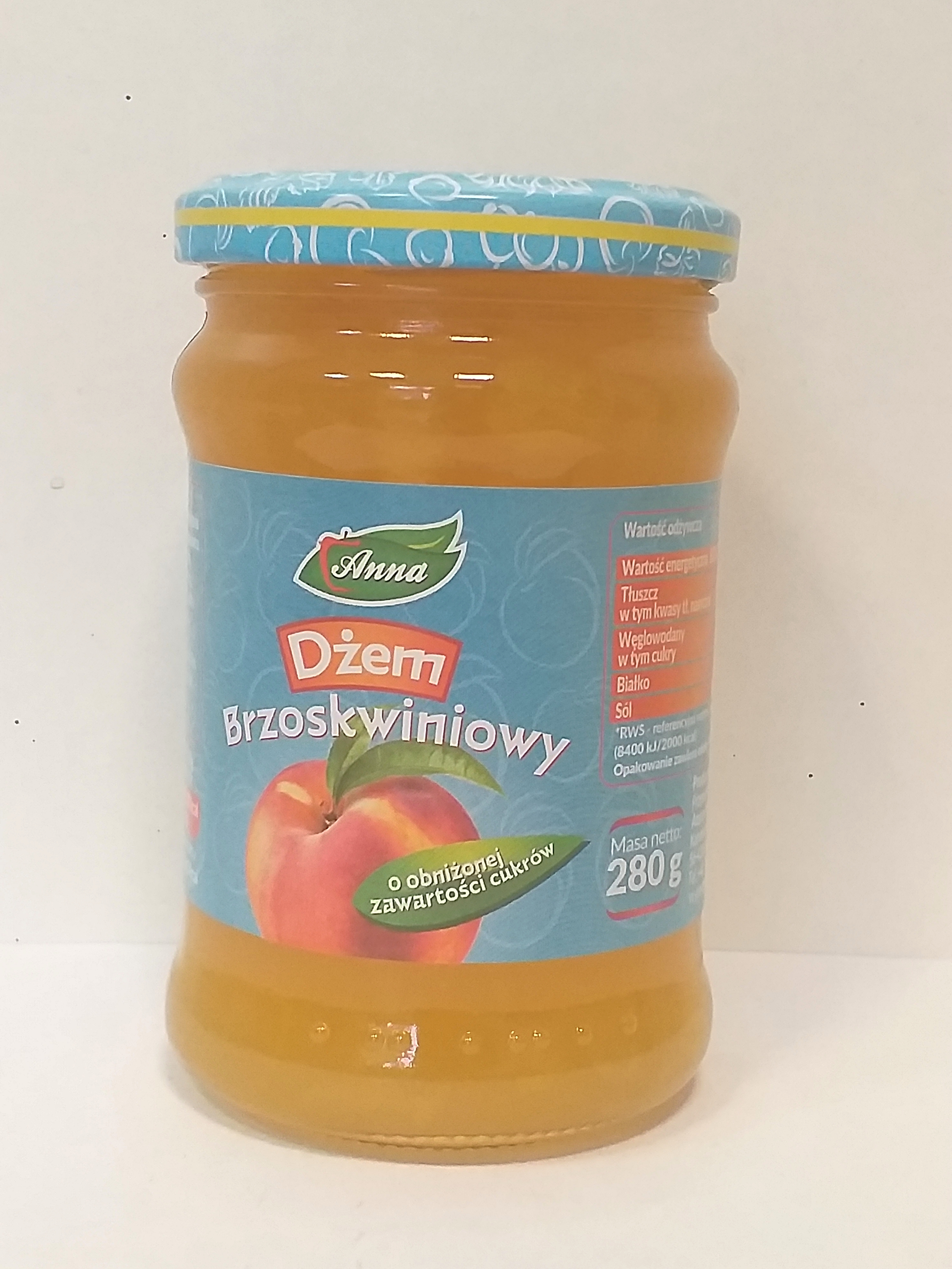 Dżem Brzoskwiniowy O Obniżonej Zawartości Cukrów 280G, Anna