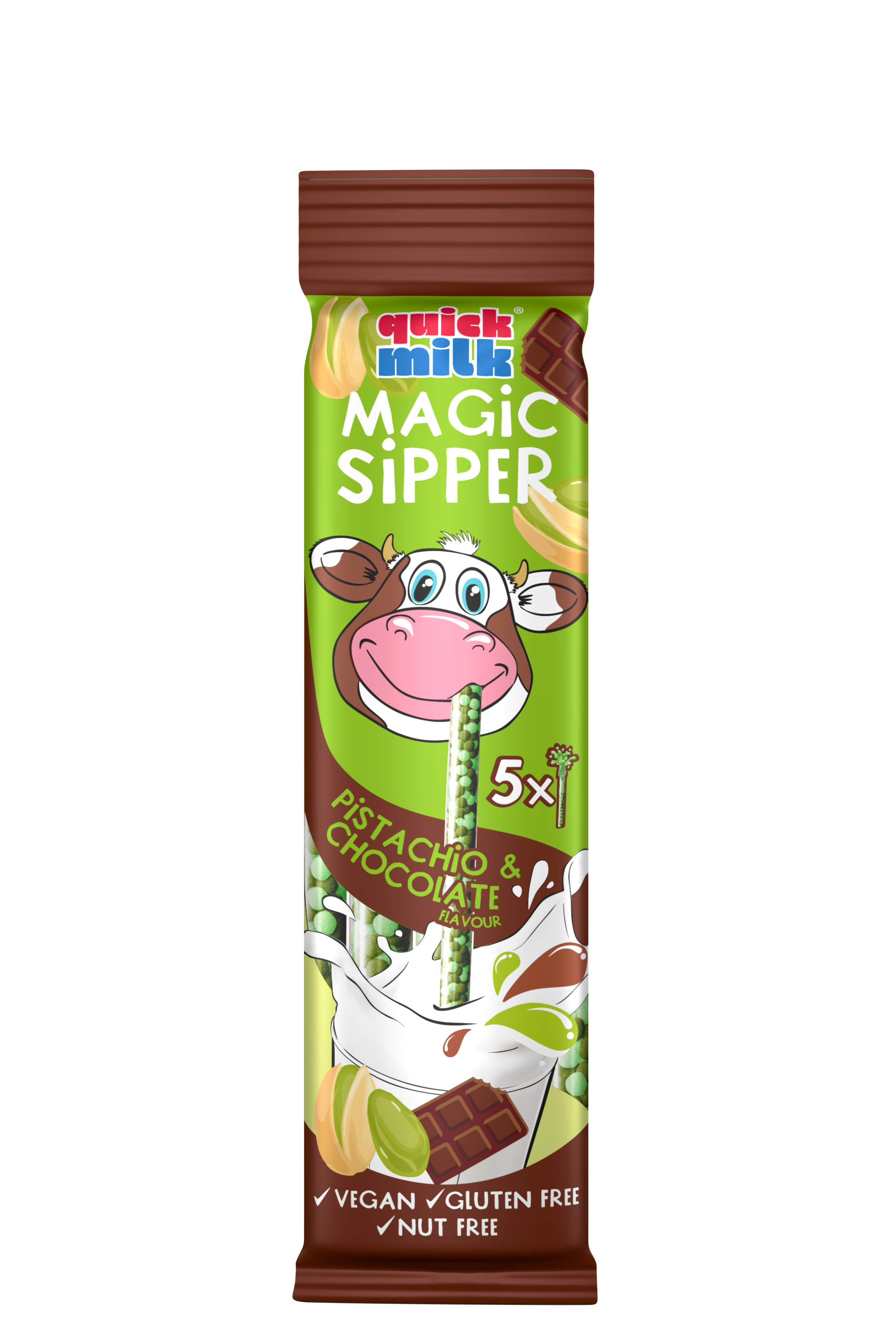 Quick Milk Rurki Do Picia Mleka O Smaku Czekolady I Pistacji 5X6G
