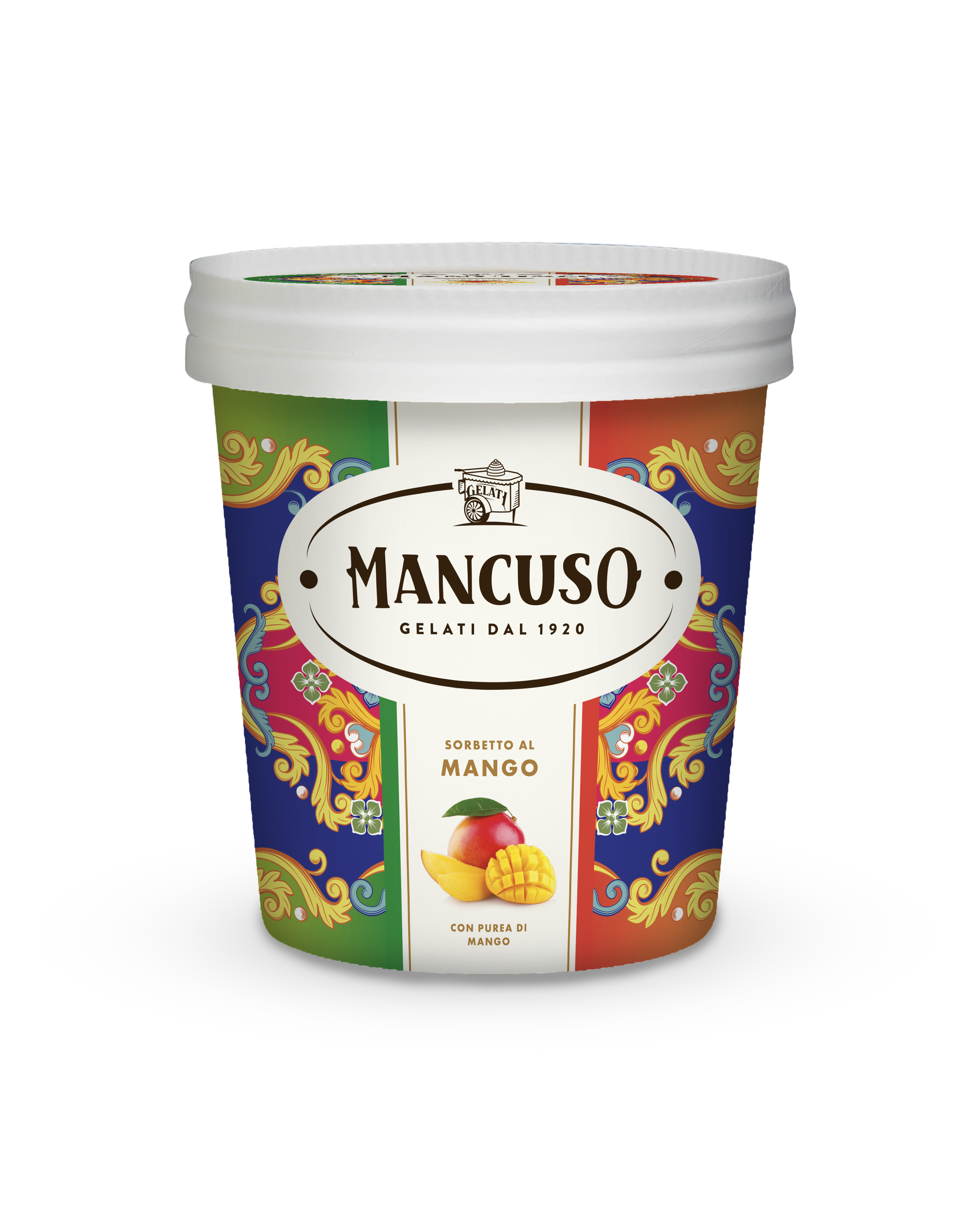 Mancuso Sorbet O Smaku Mango Z Puree Z Mango, Produkt Głęboko Mrożony, 340 G (450 Ml)