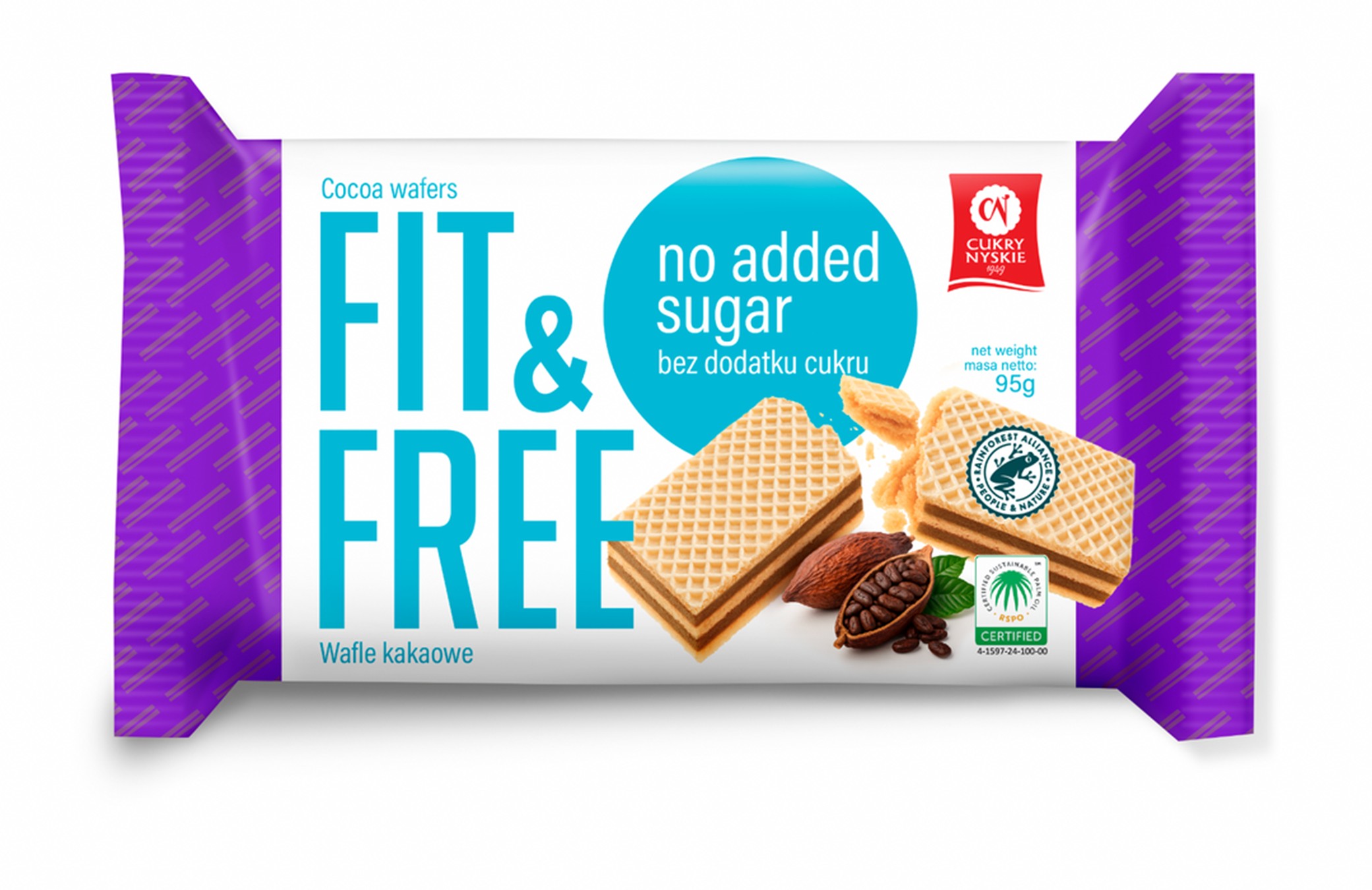 Wafle Fit&Free Bez Dodatku Cukrów Kakaowe 95 G