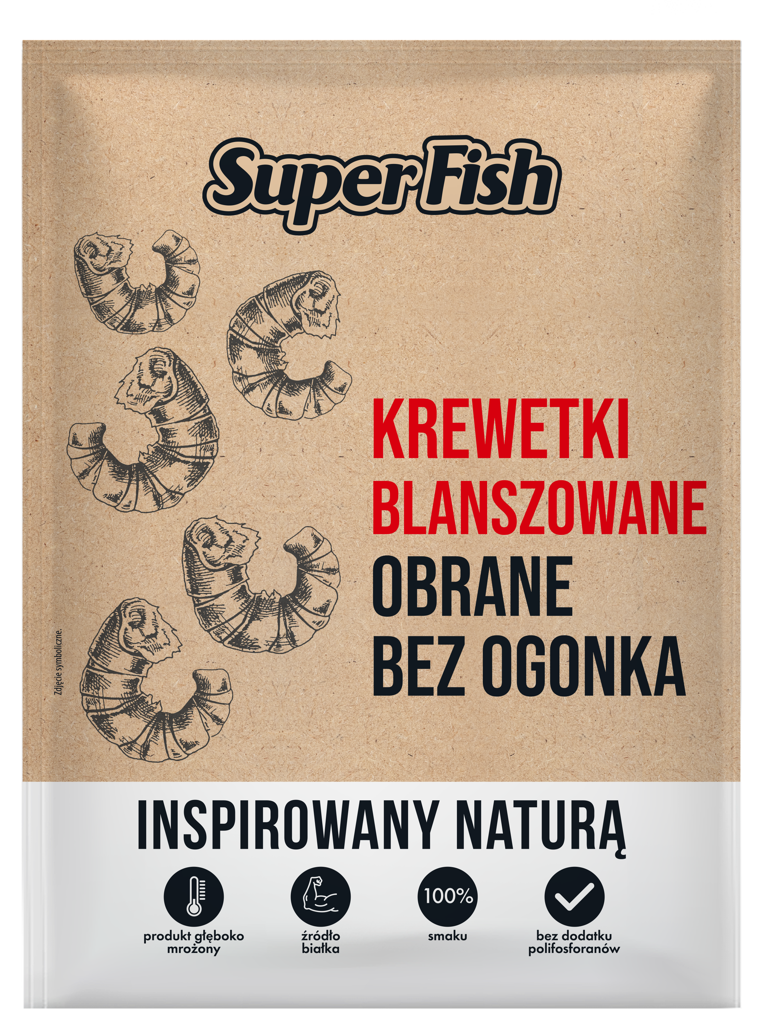 Superfish Krewetki Białe Blanszowane Obrane Bez Ogonka, Oczyszczone 10% Glazury 700G/780G