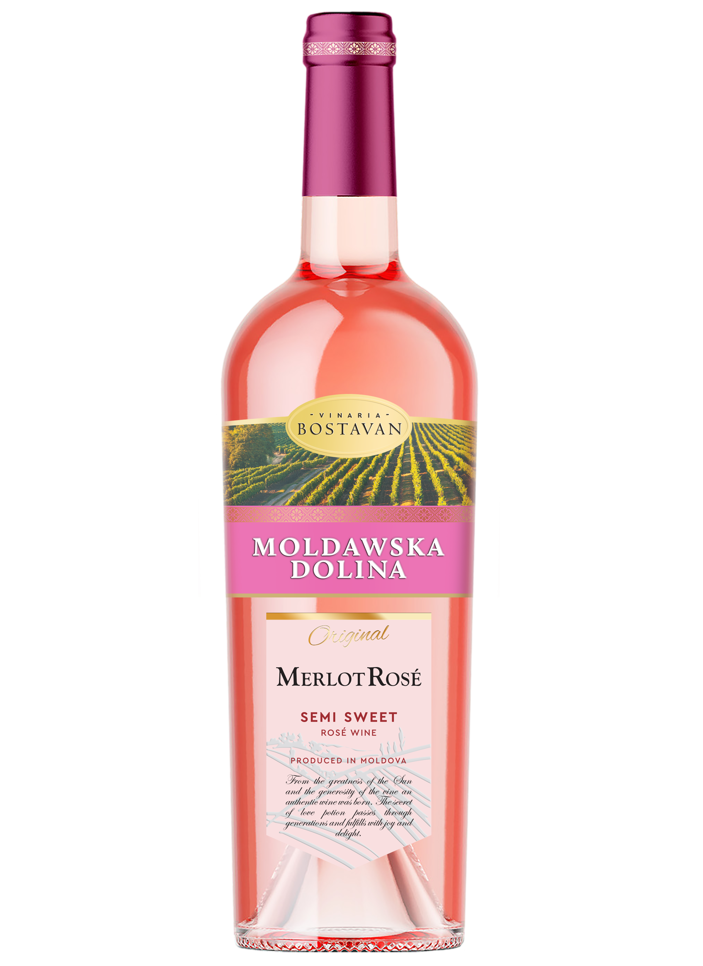 Mołdawska Dolina Rose Wino Gronowe Różowe Półsłodkie 0,75 L