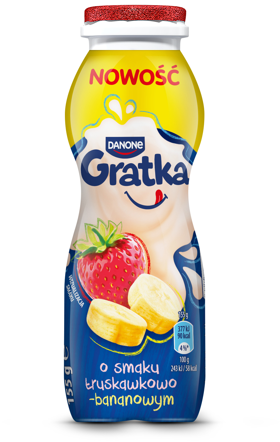 Danone Gratka Jogurt Do Picia O Smaku Truskawkowo-Bananowym 155G