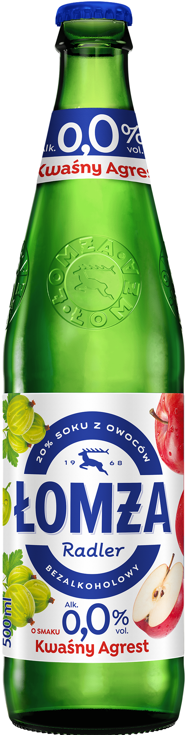 Łomża Radler Kwaśny Agrest 20% Soku Butelka Bezzwrotna 500 Ml