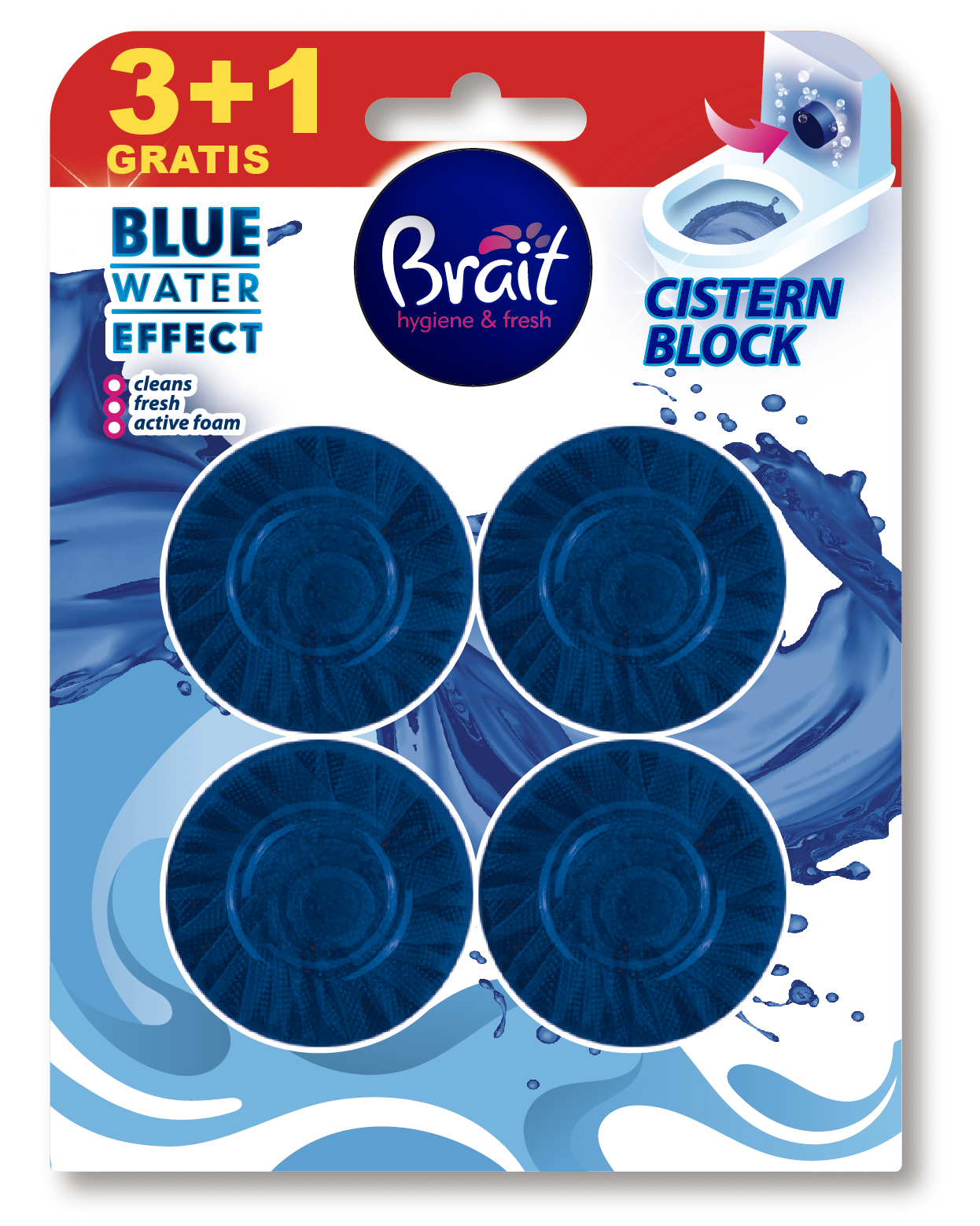 Krążek Do Wc Brait Niebieski 4X50G