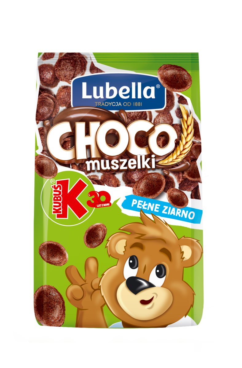 Lubella Mlekołaki Choco Muszelki Zbożowe Muszelki O Smaku Czekoladowym 250 G