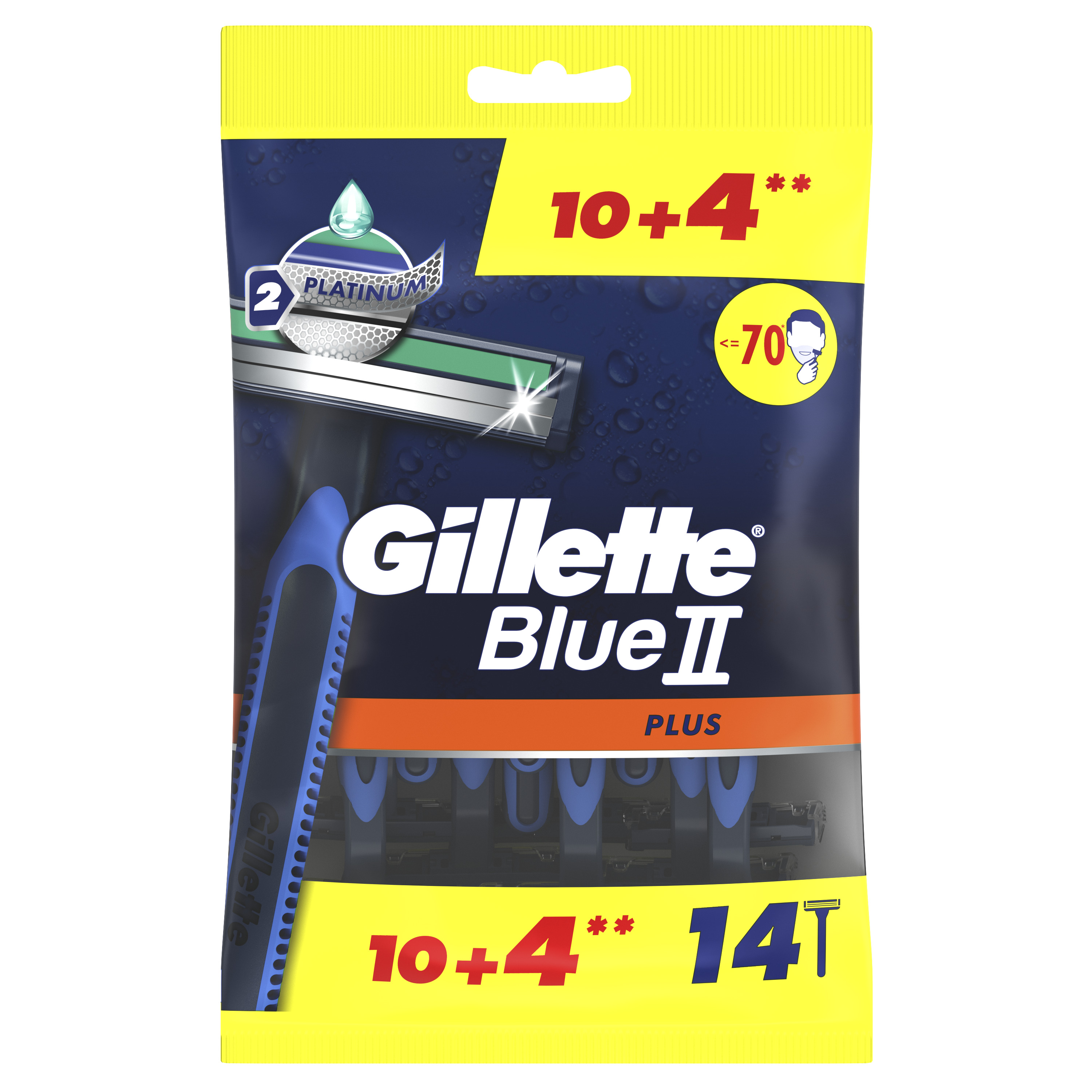 Gillette Blue Ii Plus Maszynki Jednorazowe Dla Mężczyzn 14 Sztuk
