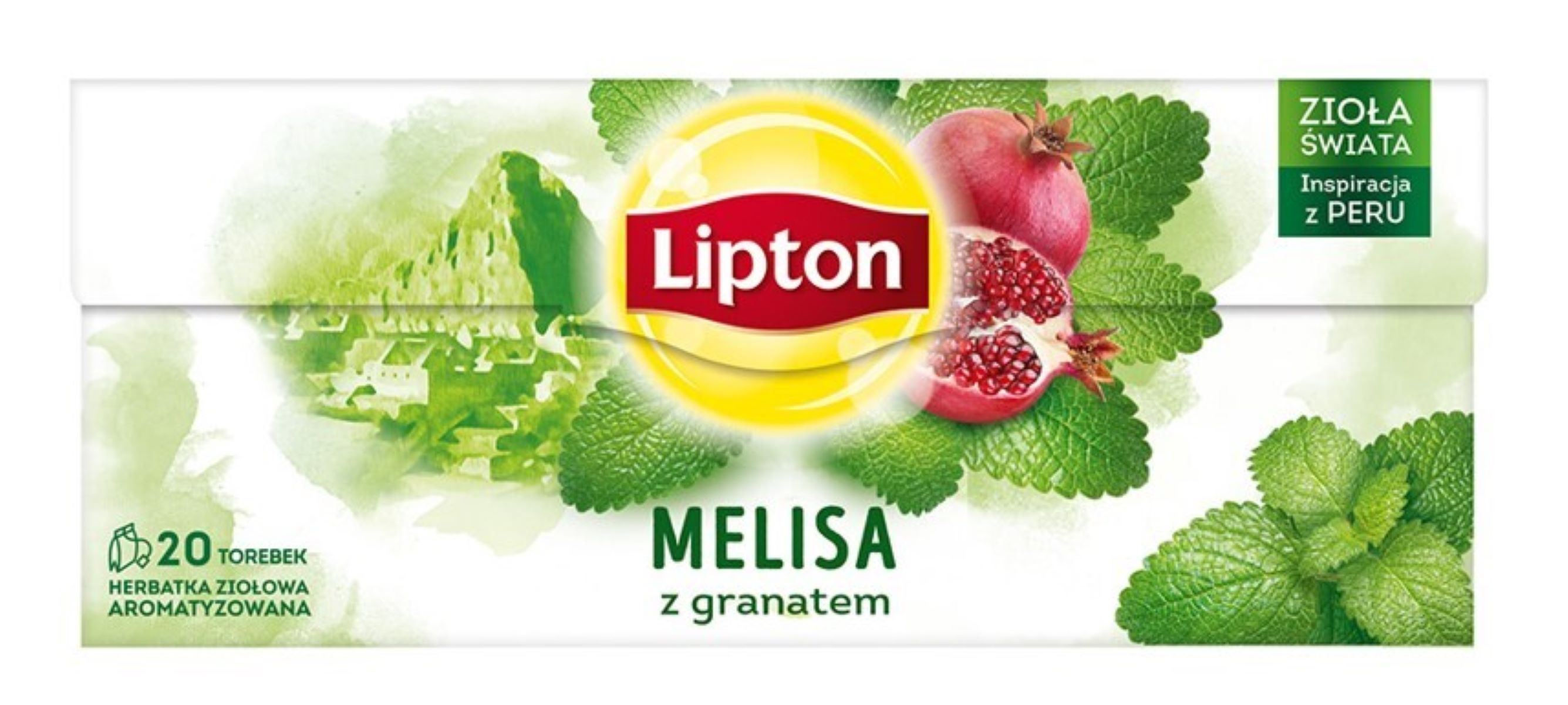 Herbata Lipton Melisa Z Granatem 20 Torebek. Herbatka Ziołowa Aromatyzowana 24G
