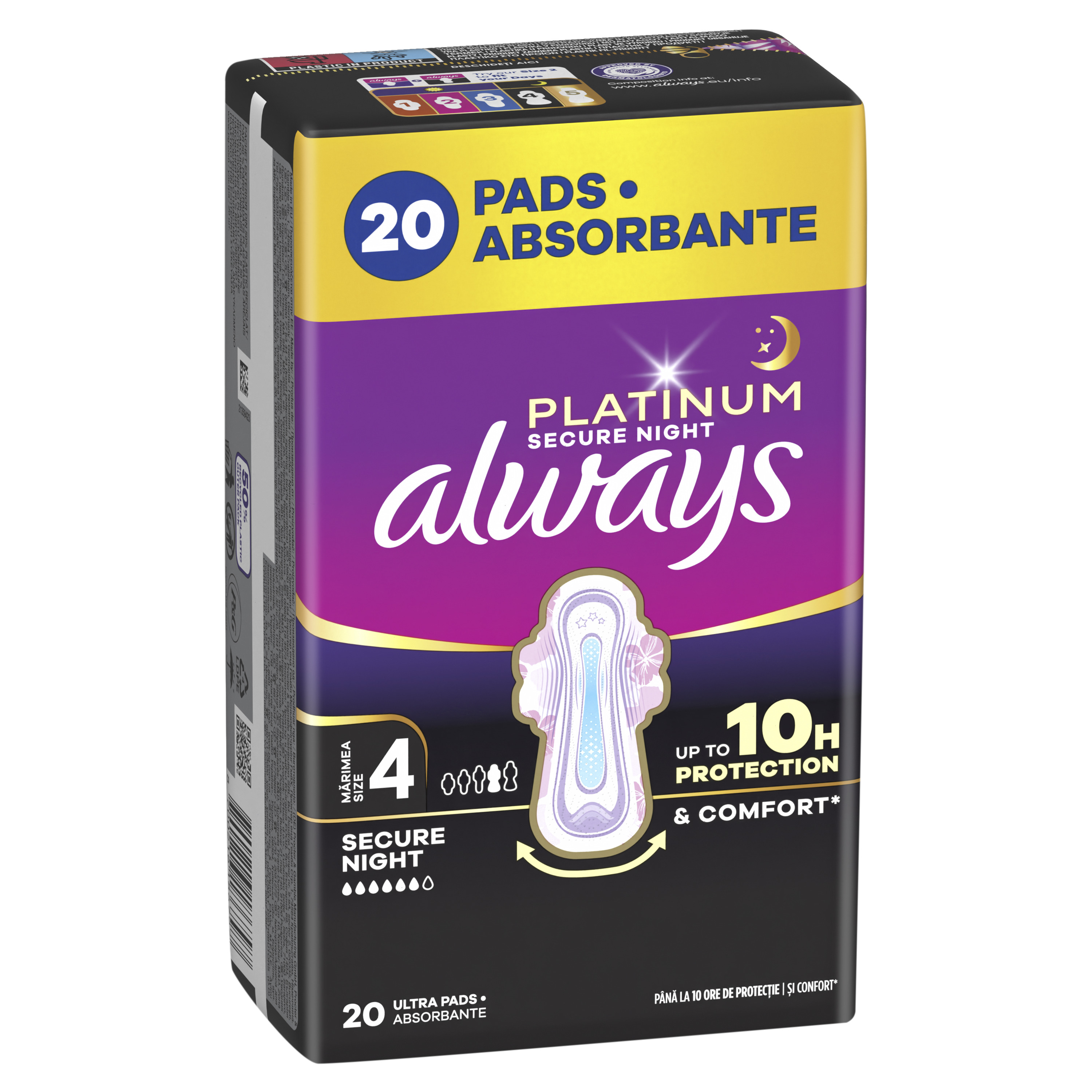 Always Platinum Secure Night, Podpaski Ze Skrzydełkami, 20 Sztuk