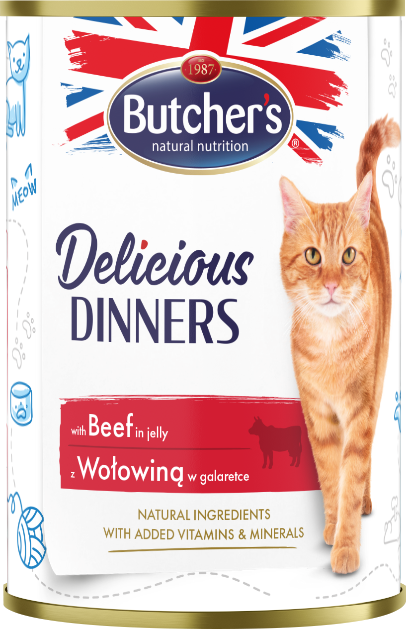 Butcher'S Delicious Dinners, Karma Dla Kota, Z Wołowiną, Kawałki W Galaretce, 400G