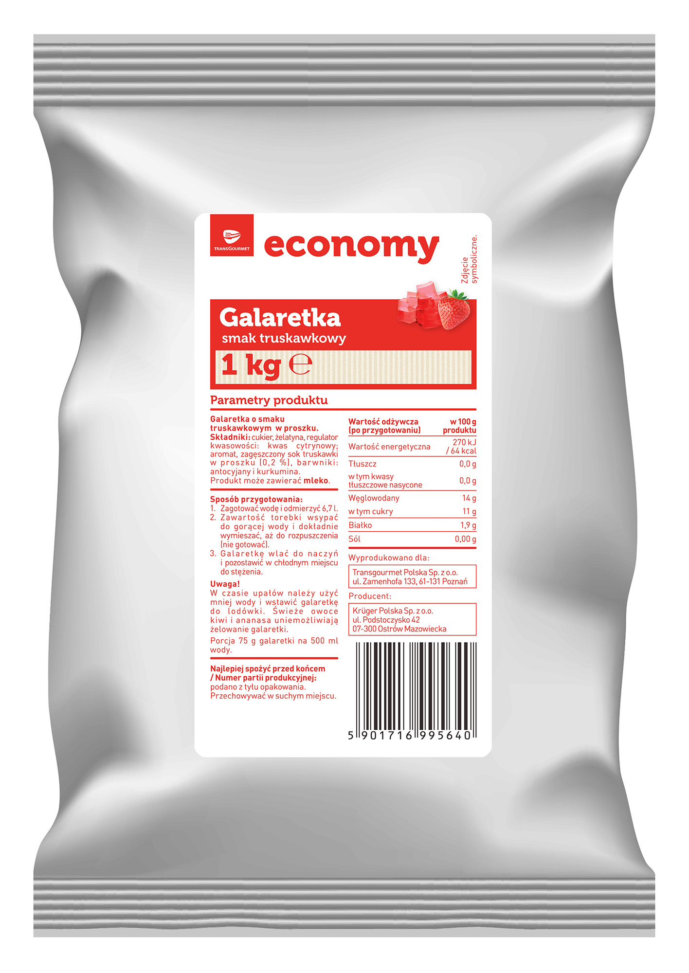 Tge Galaretka Smak Truskawkowy 1Kg