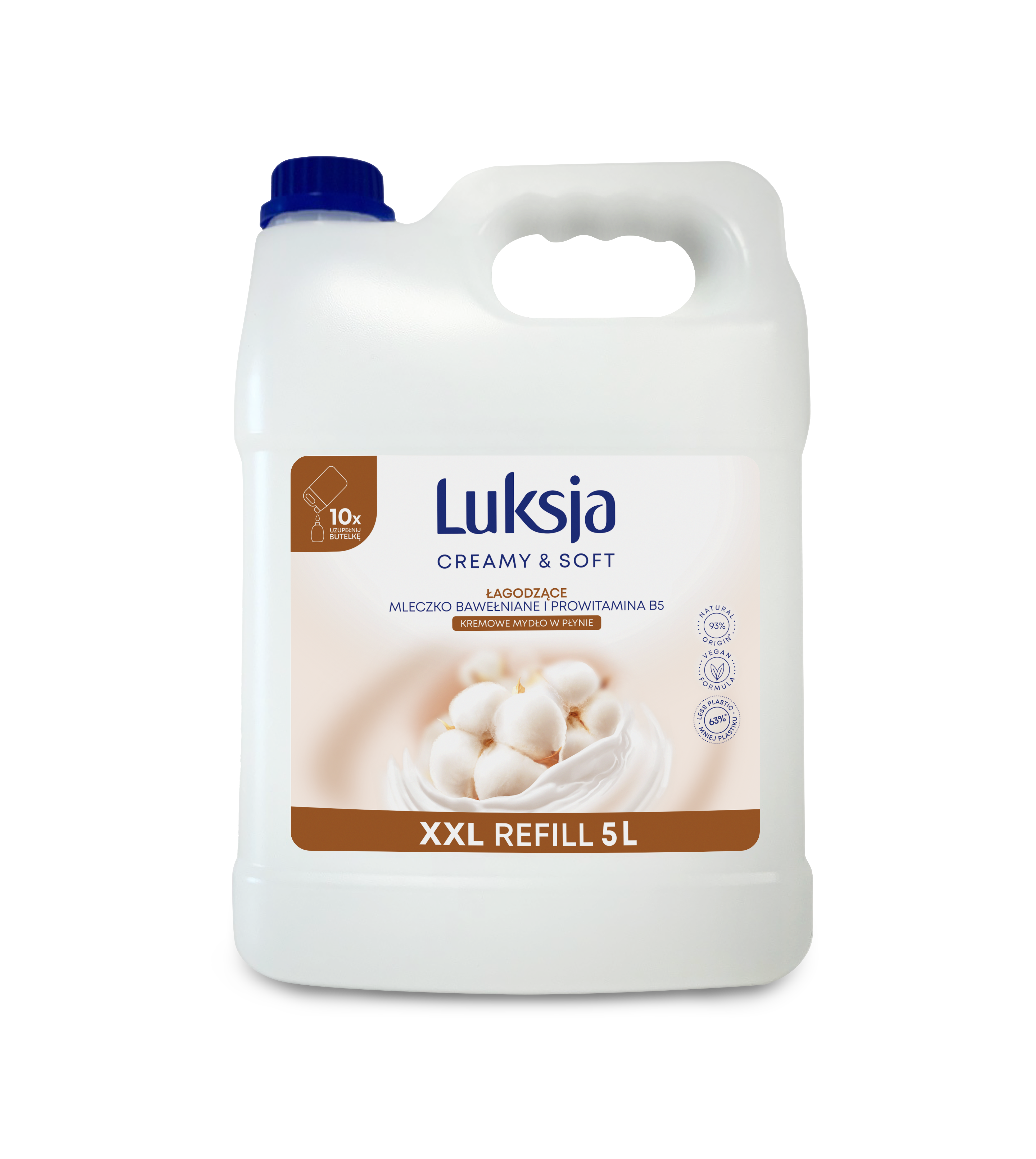 Luksja Creamy & Soft Kremowe Mydło W Płynie Mleczko Bawełniane I Prowitamina B5 5 L Opakowanie Uzupełniające