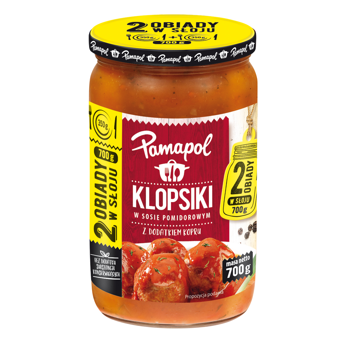 Klopsiki W Sosie Pomidorowym Z Dodatkiem Kopru 700G - Dwa Obiady W Słoju Pamapol