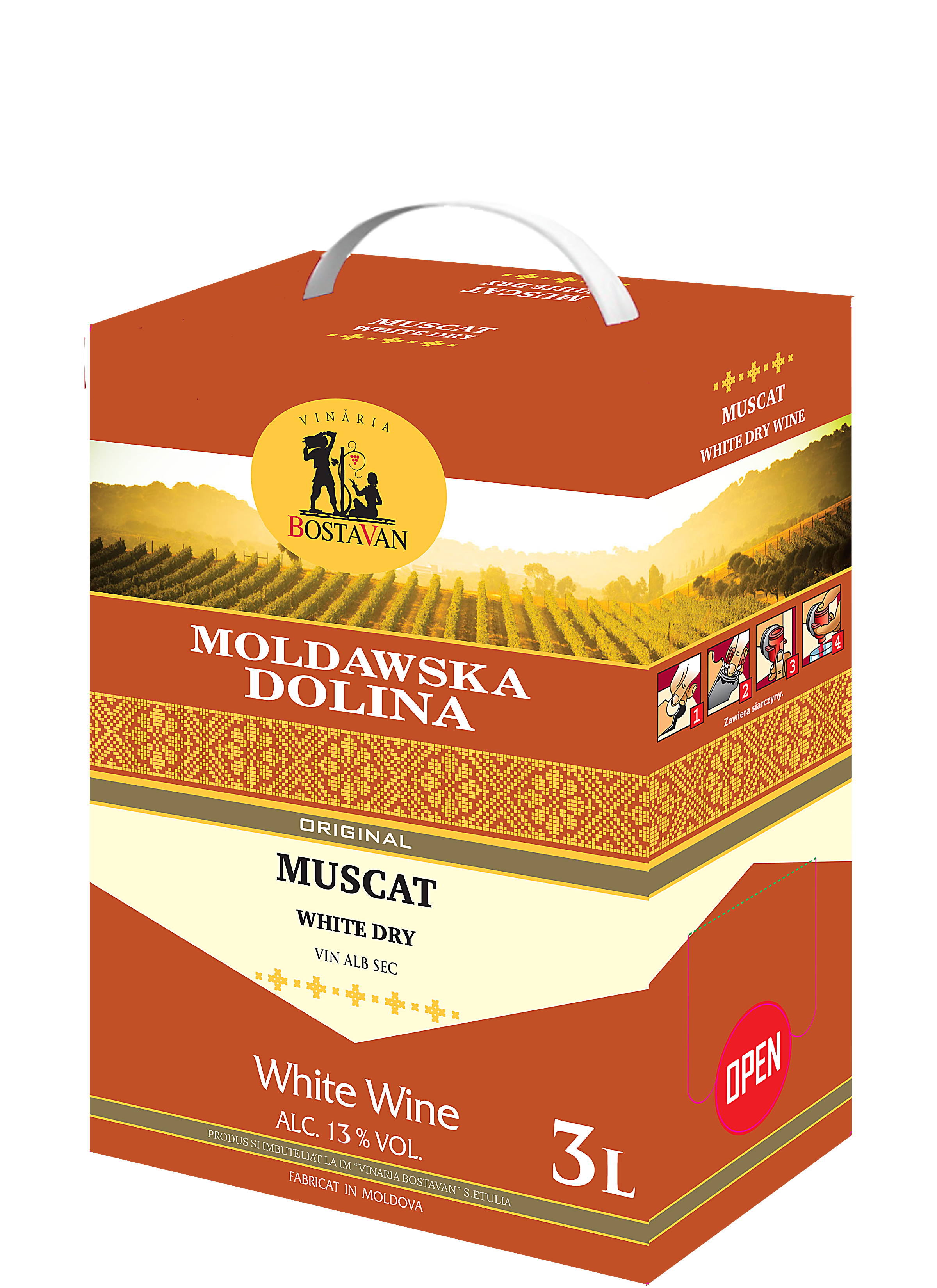 Wino Gronowe Białe Wytrawne Moldawska Dolina 3 L