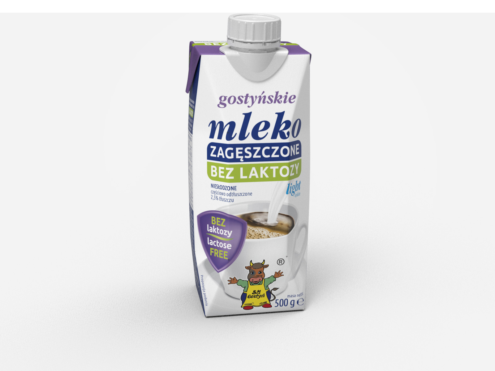 Spółdzielnia Mleczarska W Gostyniu. Mleko Zagęszczone Niesłodzone Bez Laktozy Light 2,5% Gostyńskie 500G