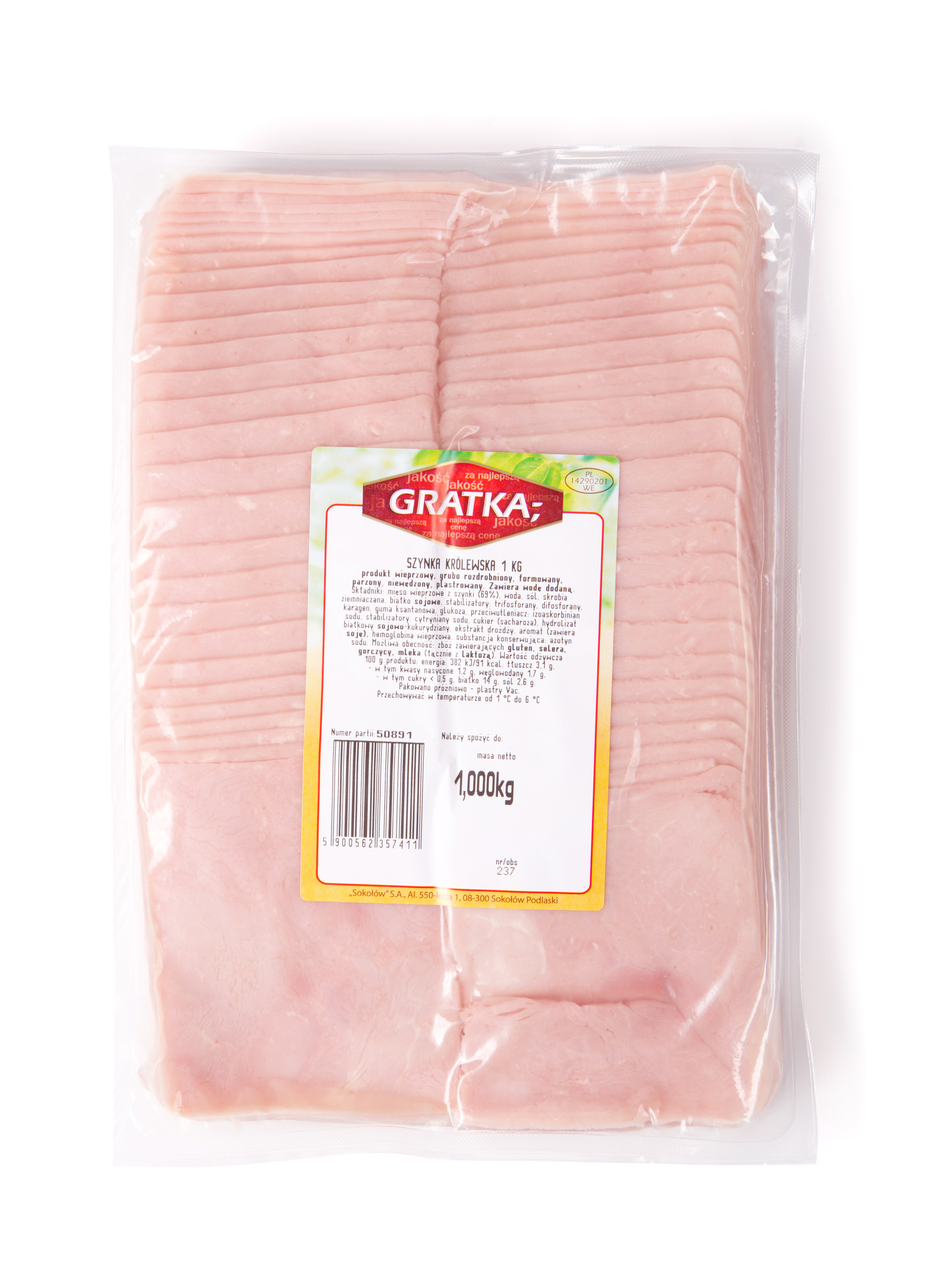 Szynka Królewska 1 Kg Plastry Gratka