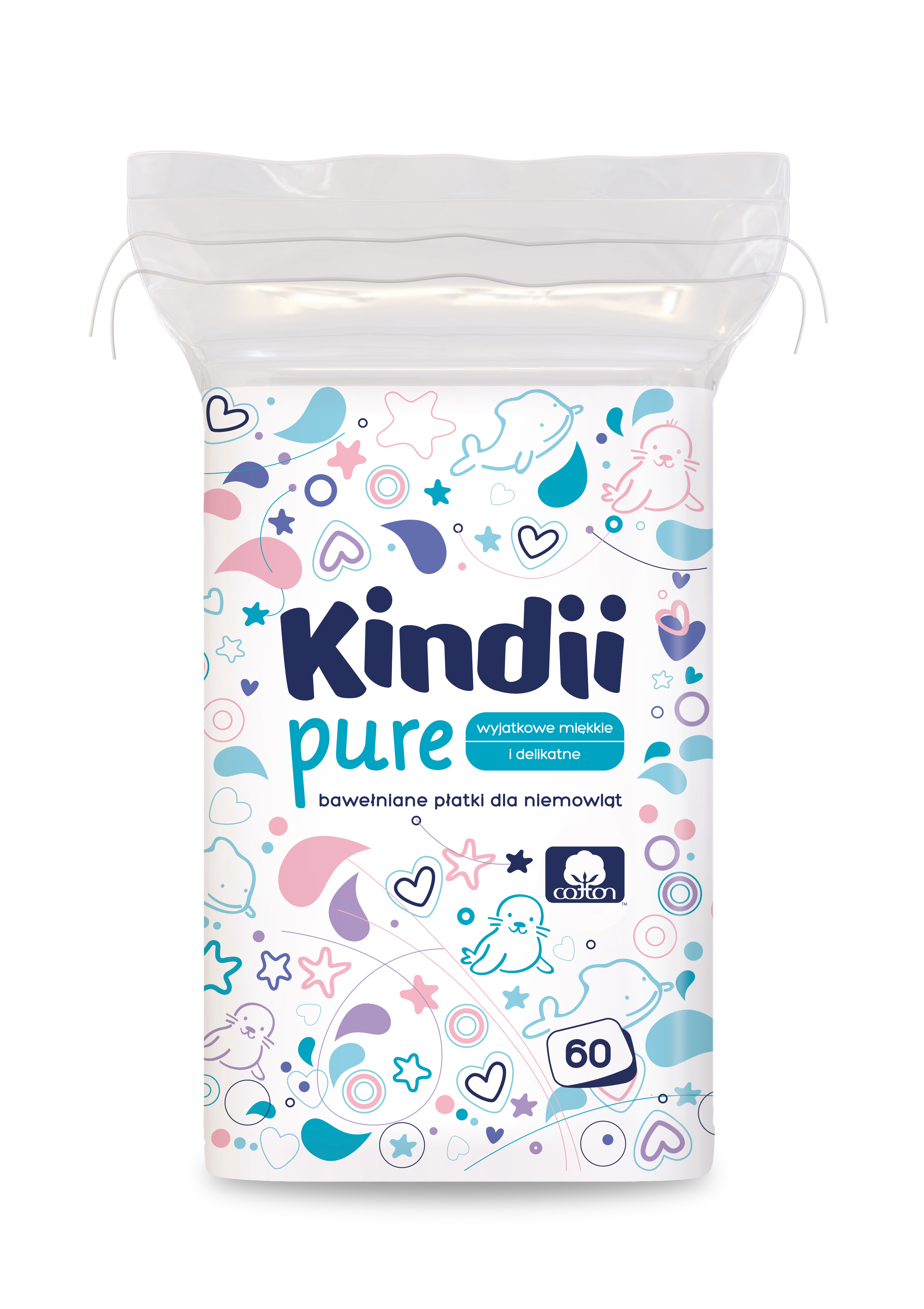 Kindii Pure Bawełniane Płatki Dla Niemowląt 60 Szt.