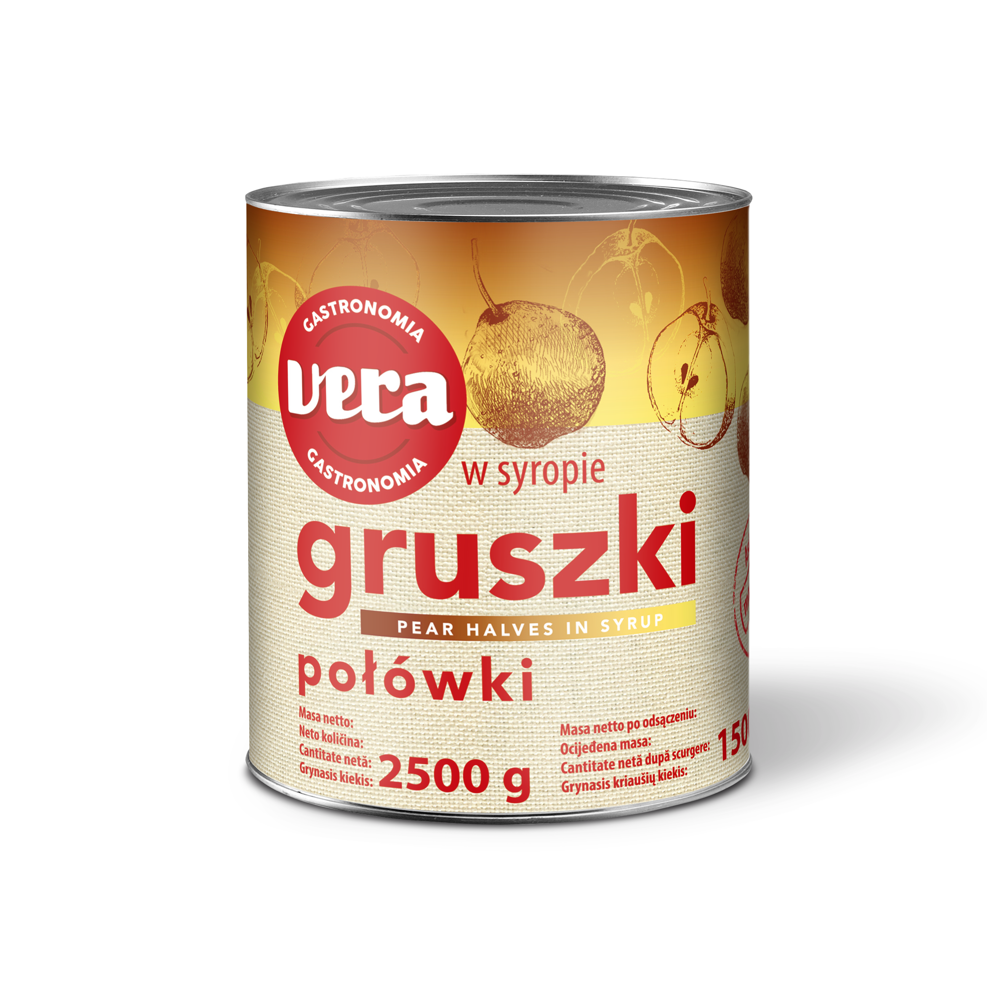 Gruszki Połówki W Syropie 2500/1500 G Vera