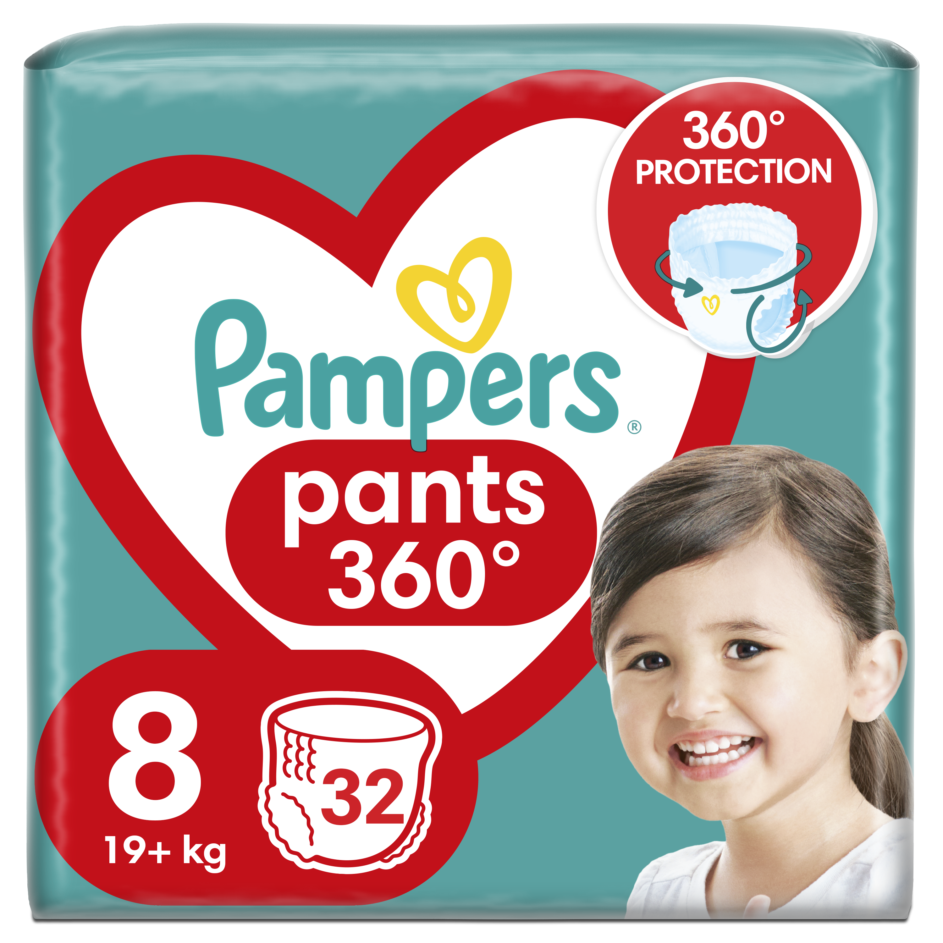 Pampers Pants Pieluchomajtki, Rozmiar 8, 32 Sztuk, 19Kg+