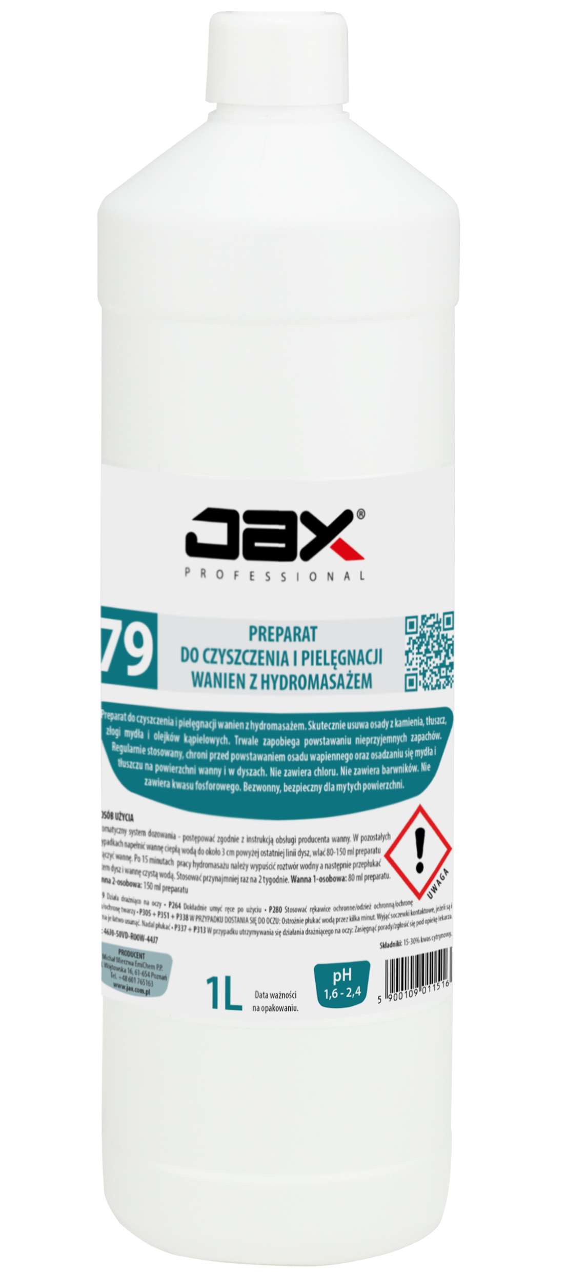 Jax Professional 79 Preparat Do Czyszczenia I Pielęgnacji Wanien Z Hydromasażem 1 L