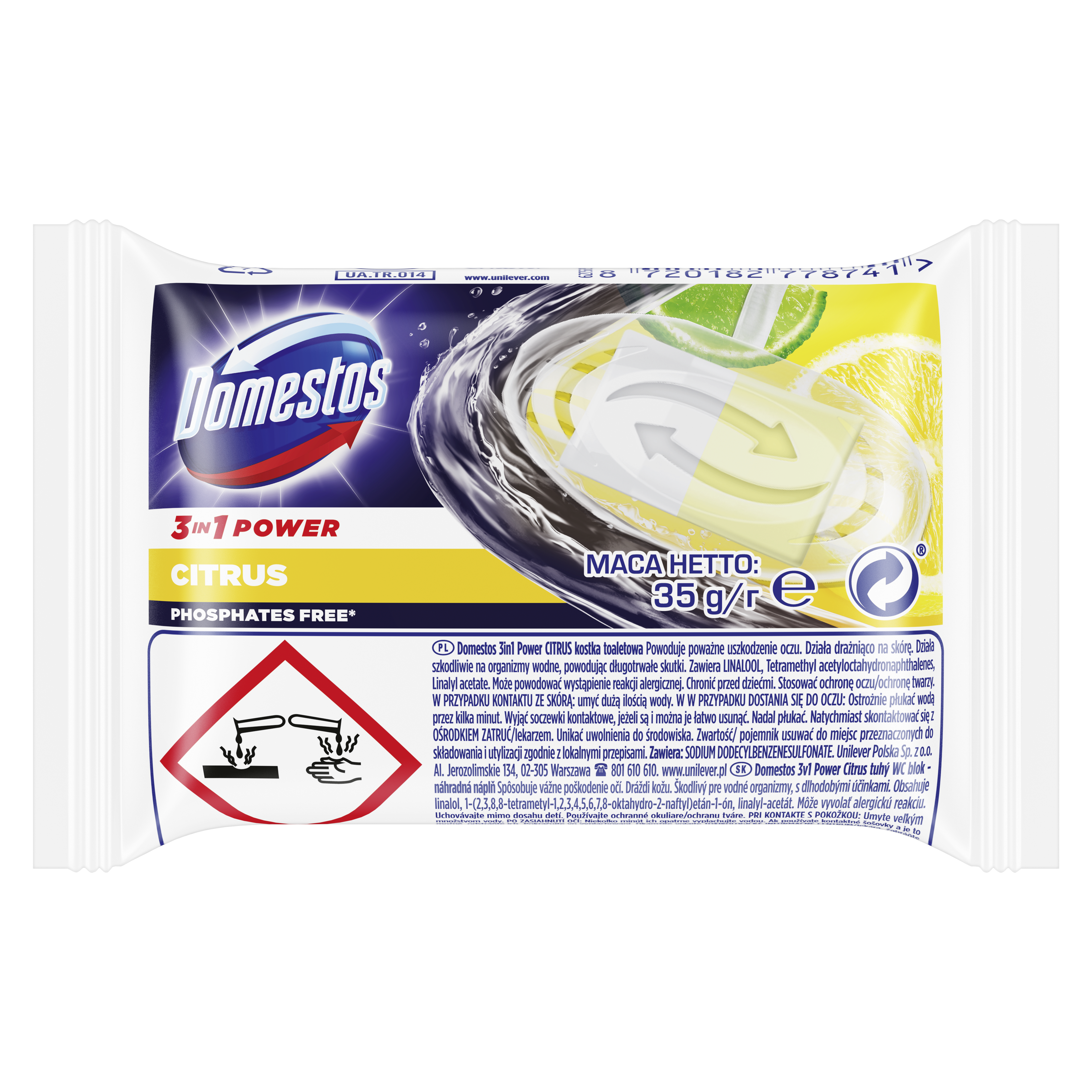 Domestos Kostka Toaletowa 3W1 Citrus Refill 35G