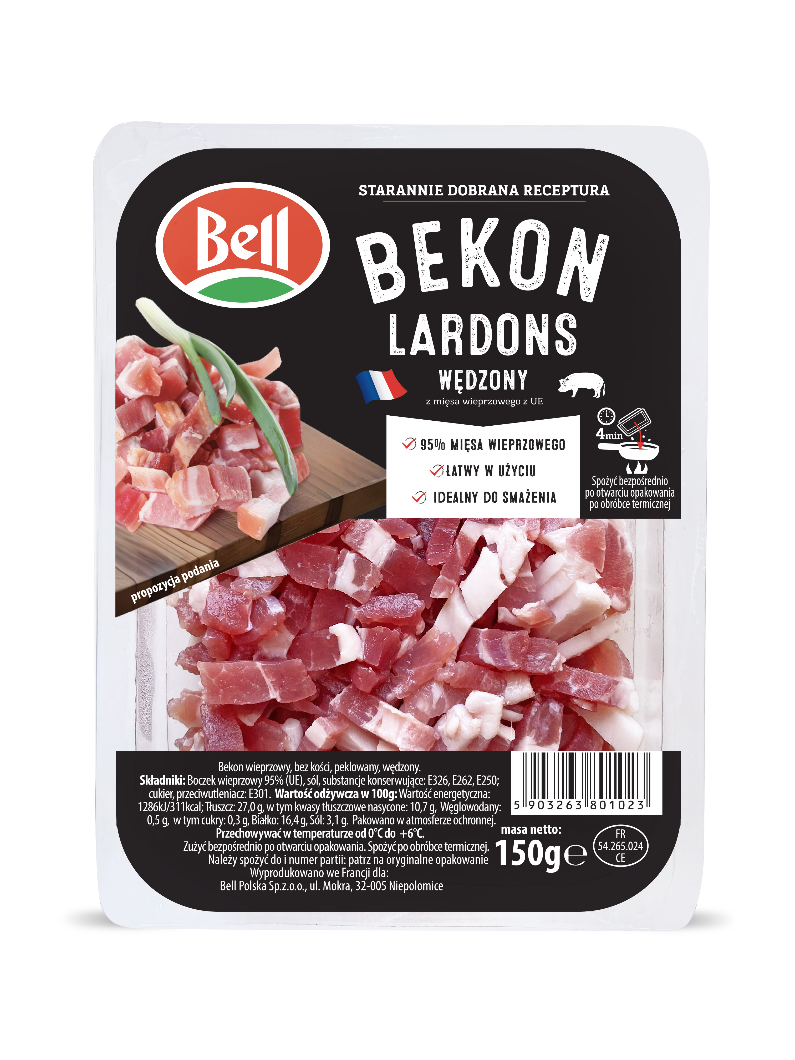 Bekon Lardons Wędzony 150 G
