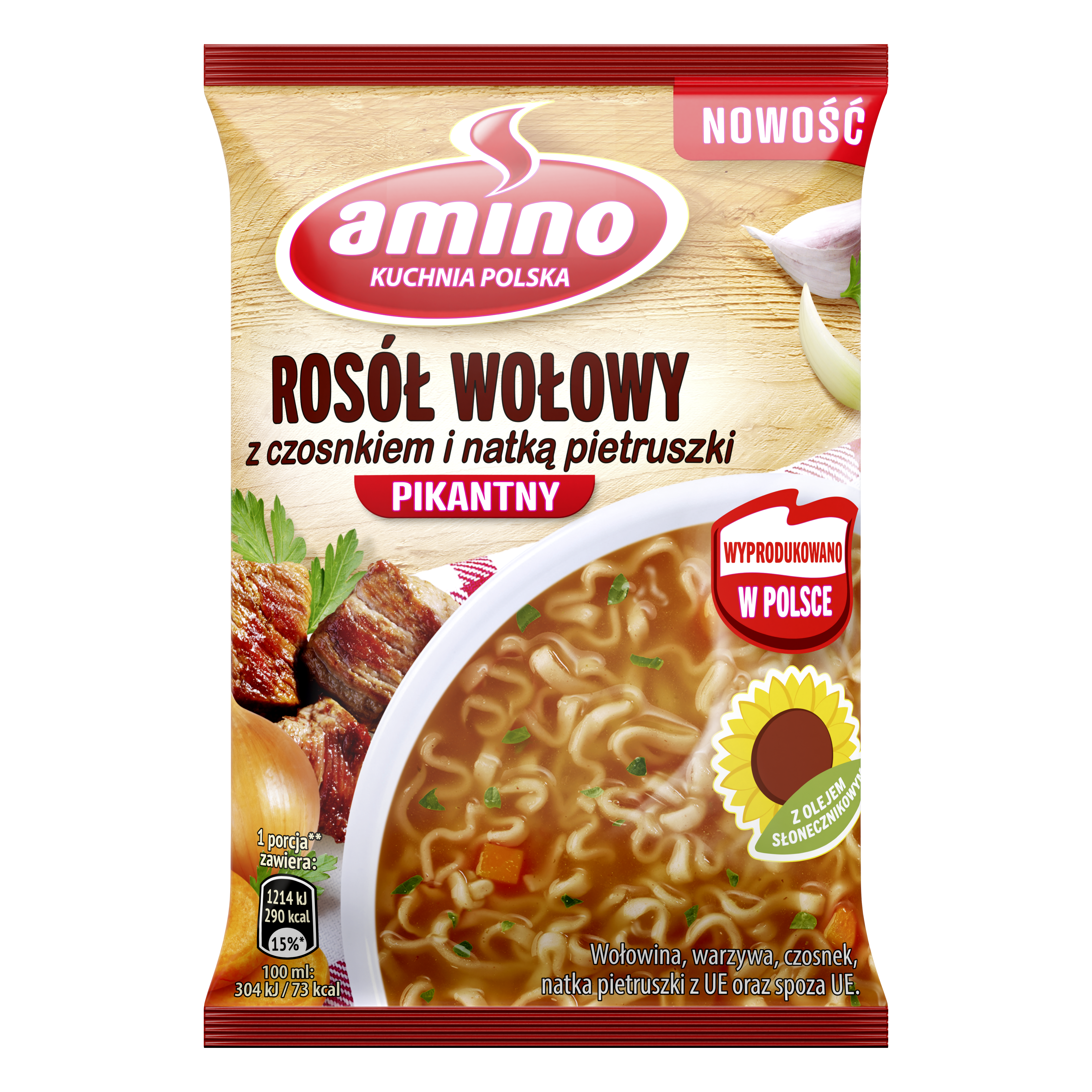 Amino Rosół Wołowy Z Czosnkiem I Natką Pietruszki 60 G