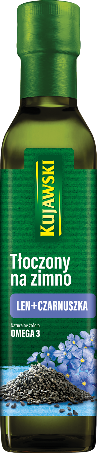 Kujawski Olej Lniany Tłoczony Na Zimno Z Czarnuszką 250 Ml
