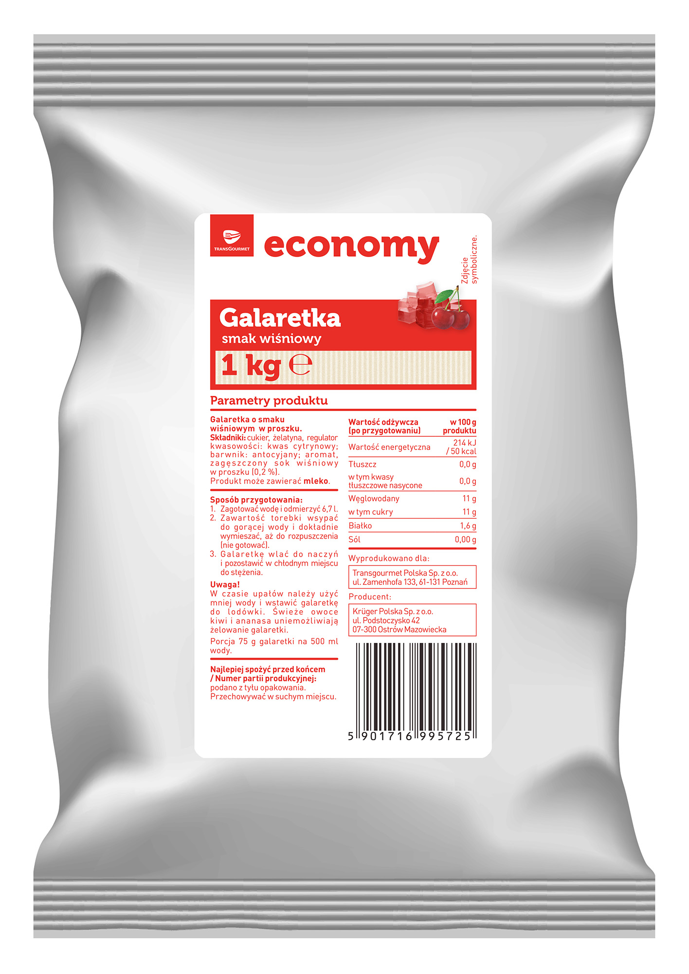 Tge Galaretka Smak Wiśniowy 1Kg