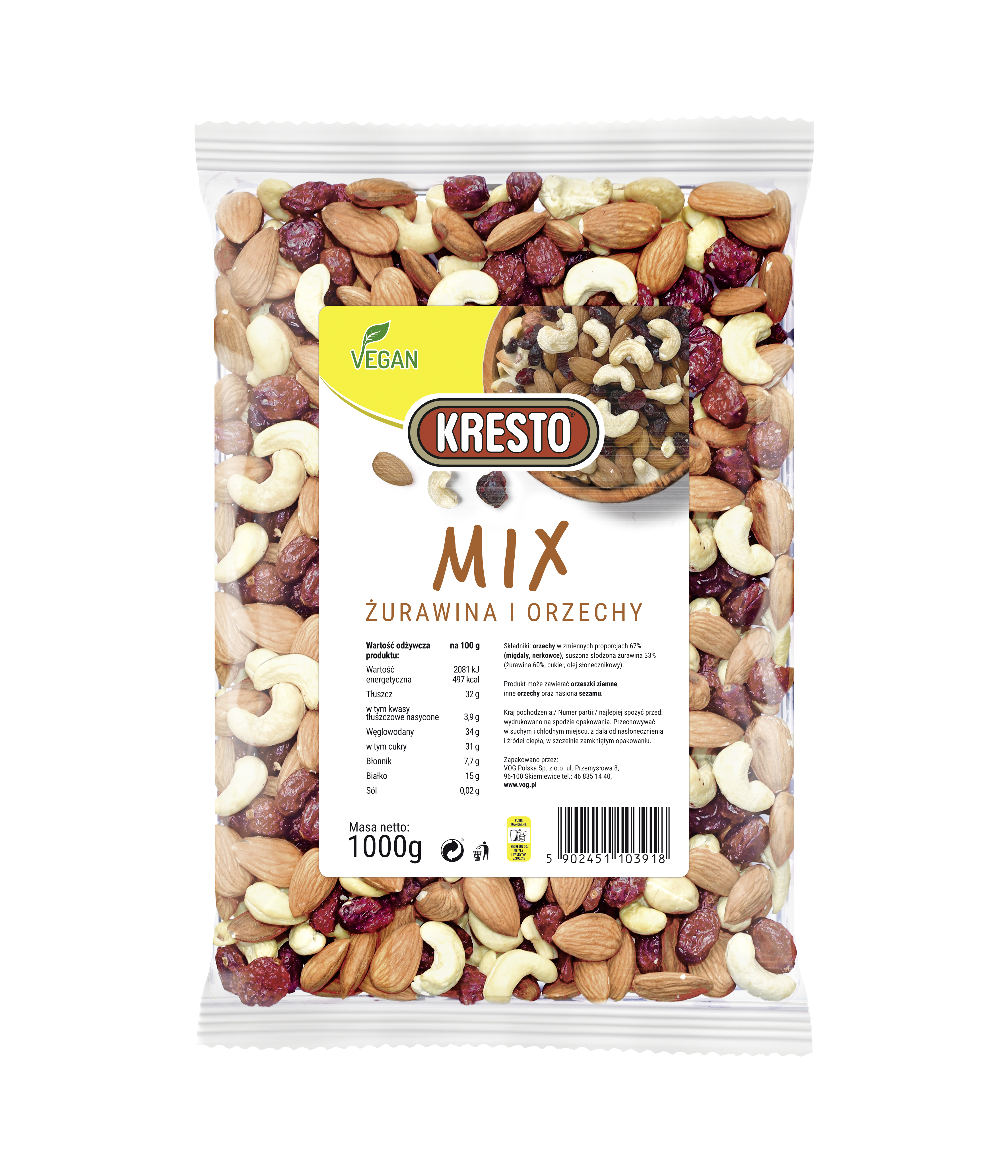 Kresto Mix Żurawina I Orzechy 1Kg