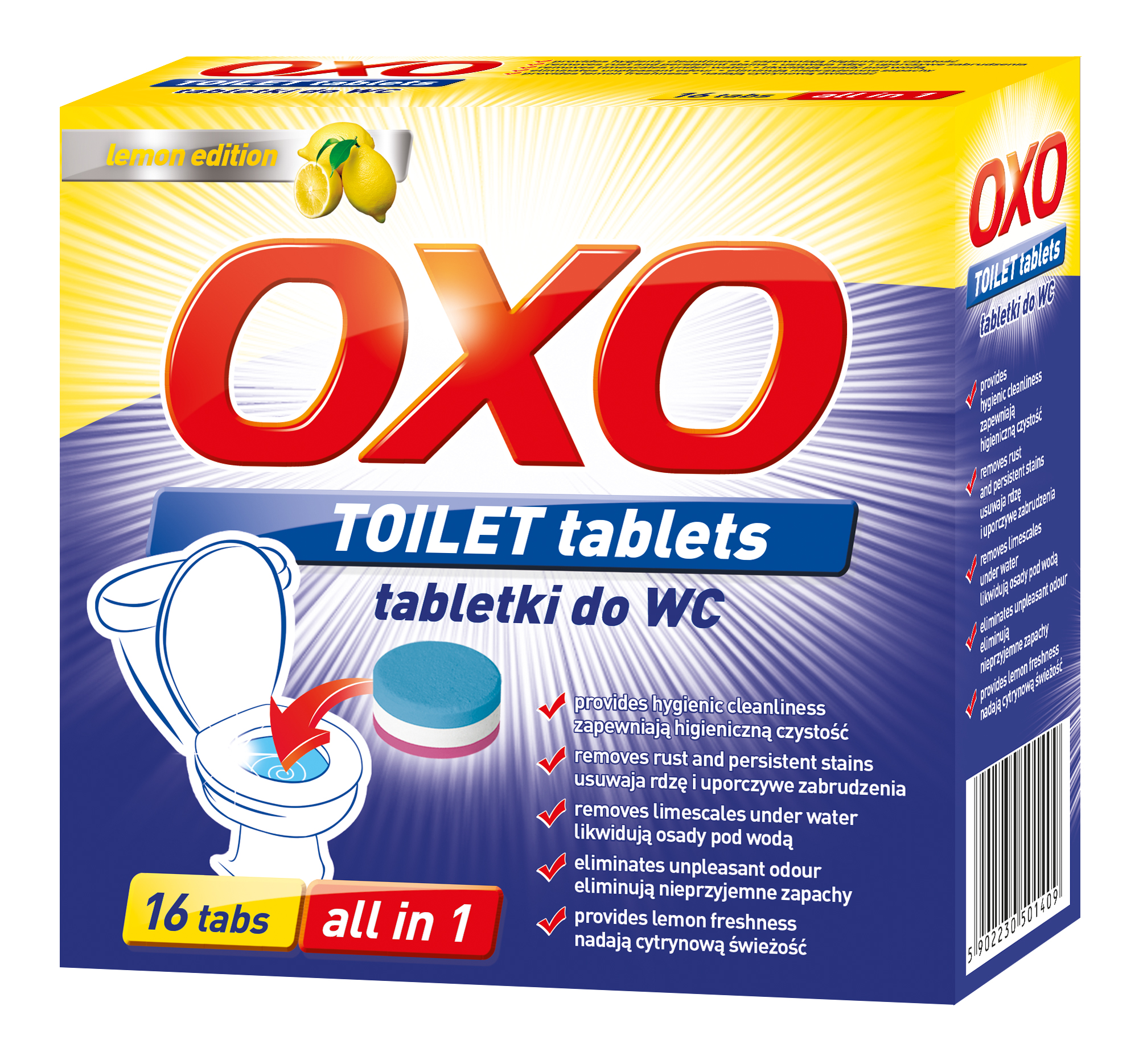 Oxo Tabletki Do Czyszczenia Toalet Lemon 25 G X 16 Tabs