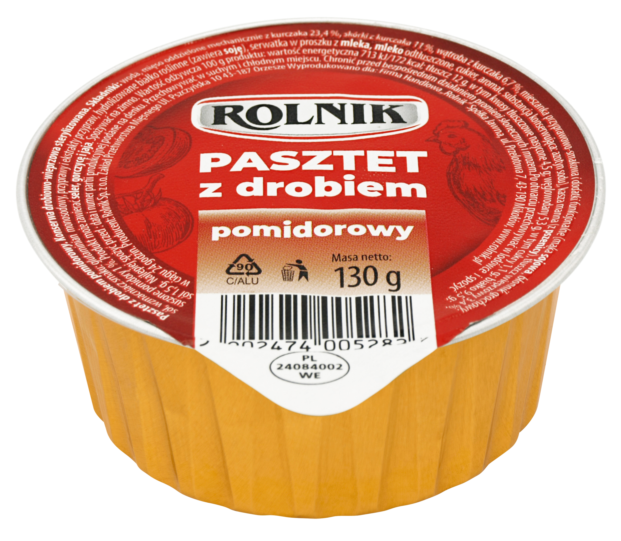 Pasztet Z Drobiem Pomidorowy 130G Rolnik