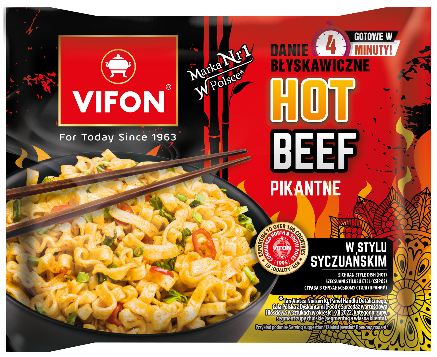 Danie Hot Beef O Smaku Wołowiny Z Pieprzem Seczuańskim (Ostre)90G Vifon