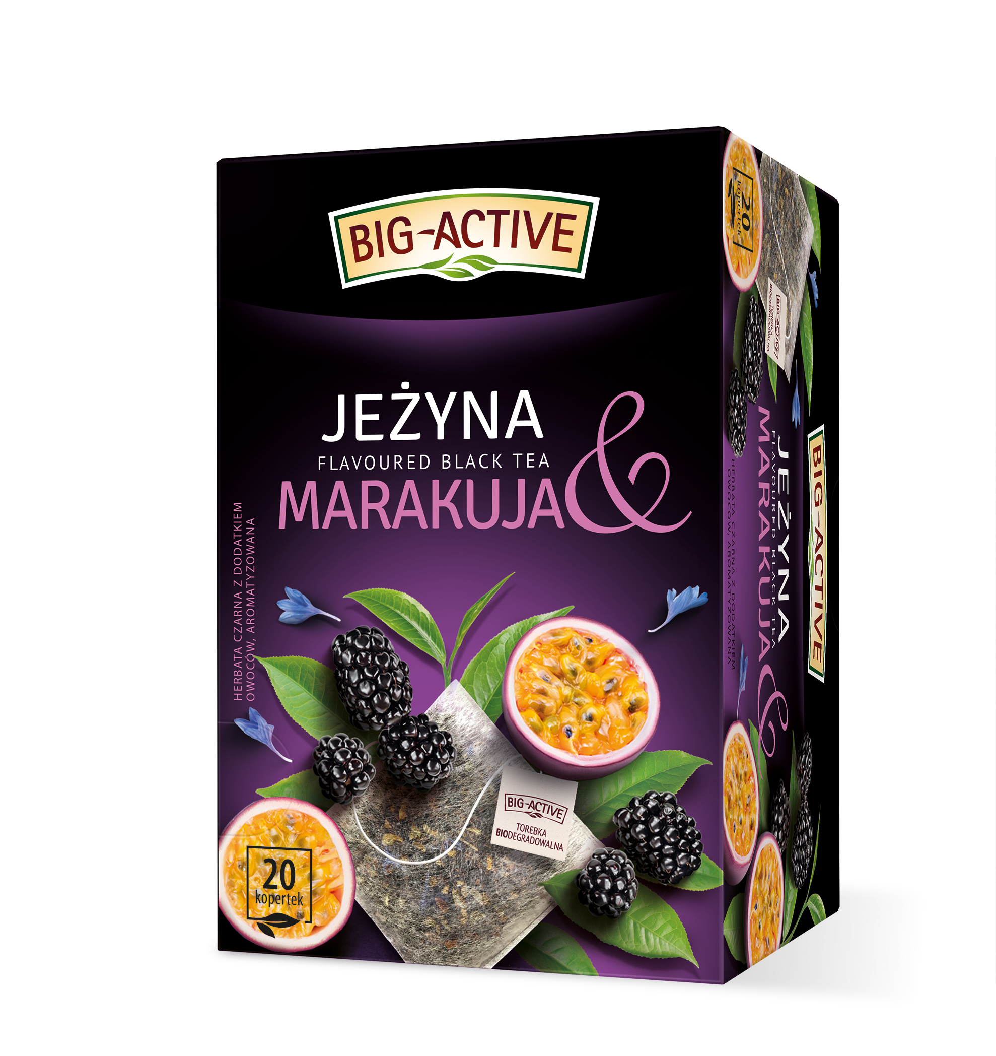 Big-Active Herbata Czarna O Smaku Jeżyny I Marakui. (20 Torebek X 2G)
