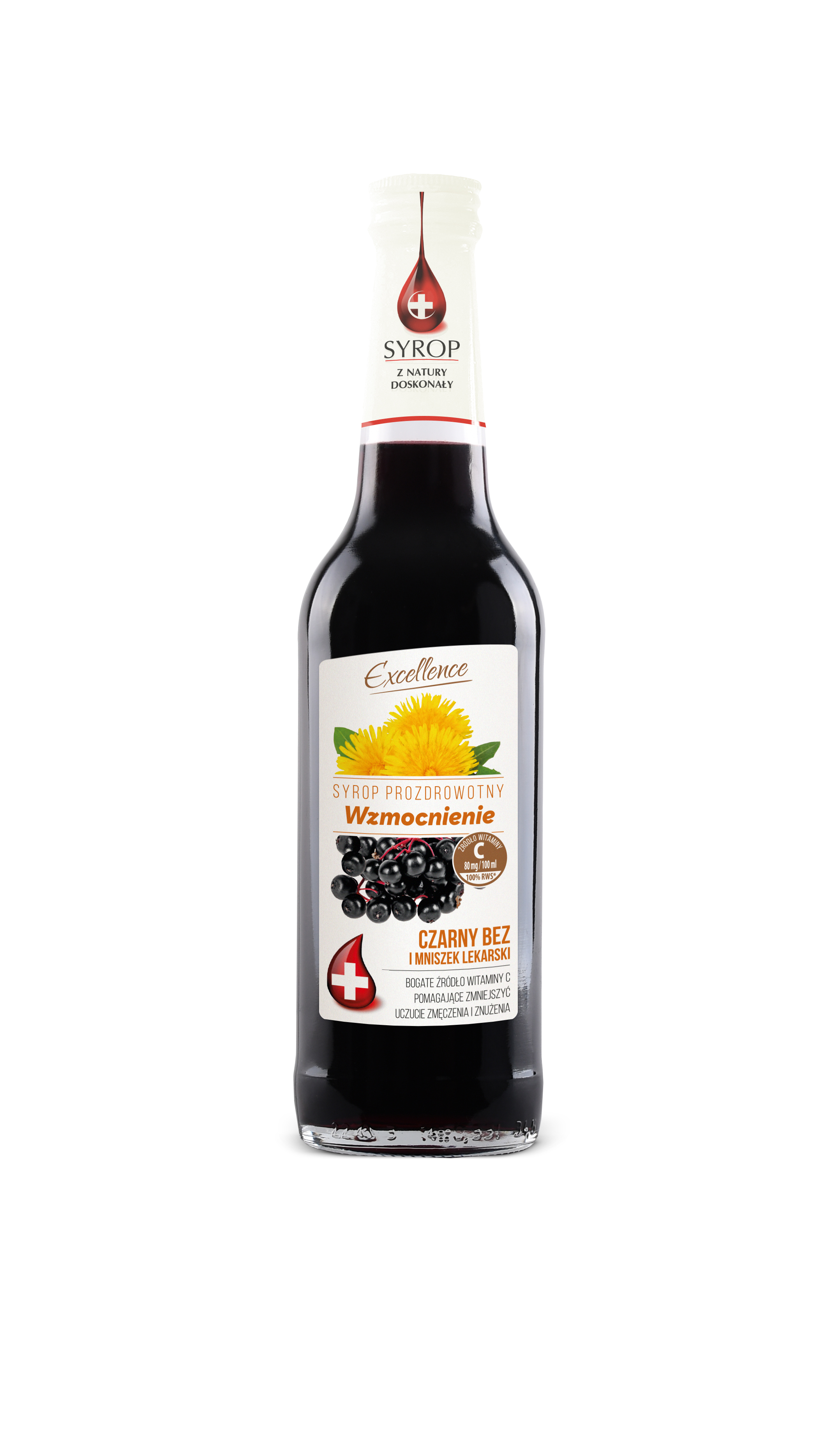 Suplement Diety Z Witaminą C. Syrop Z Owoców Czarnego Bzu I Ekstraktu Z Kwiatu Mniszka Lekarskiego. Produkt Pasteryzowany.