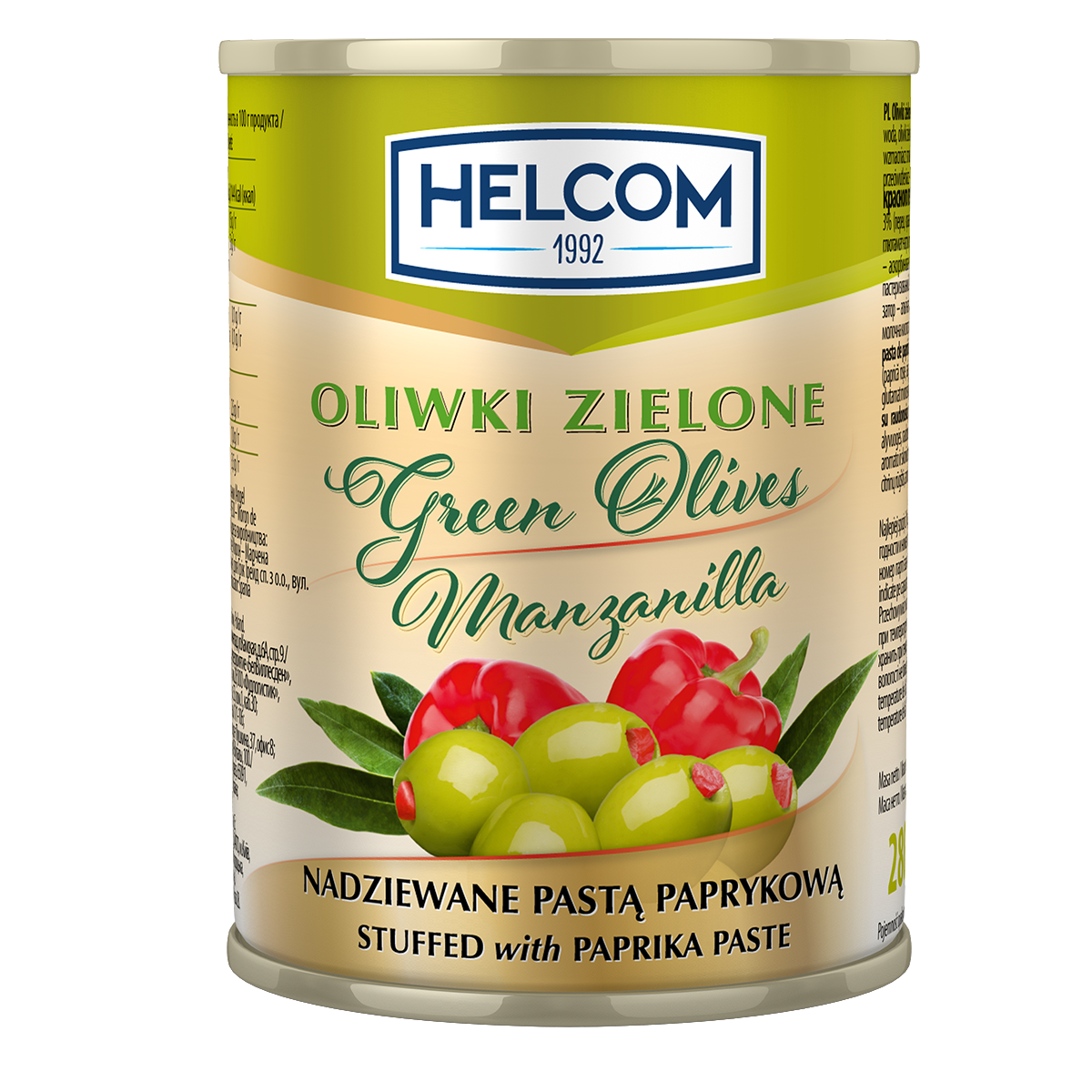 Oliwki Zielone Nadziewane Papryką 300Ml Helcom