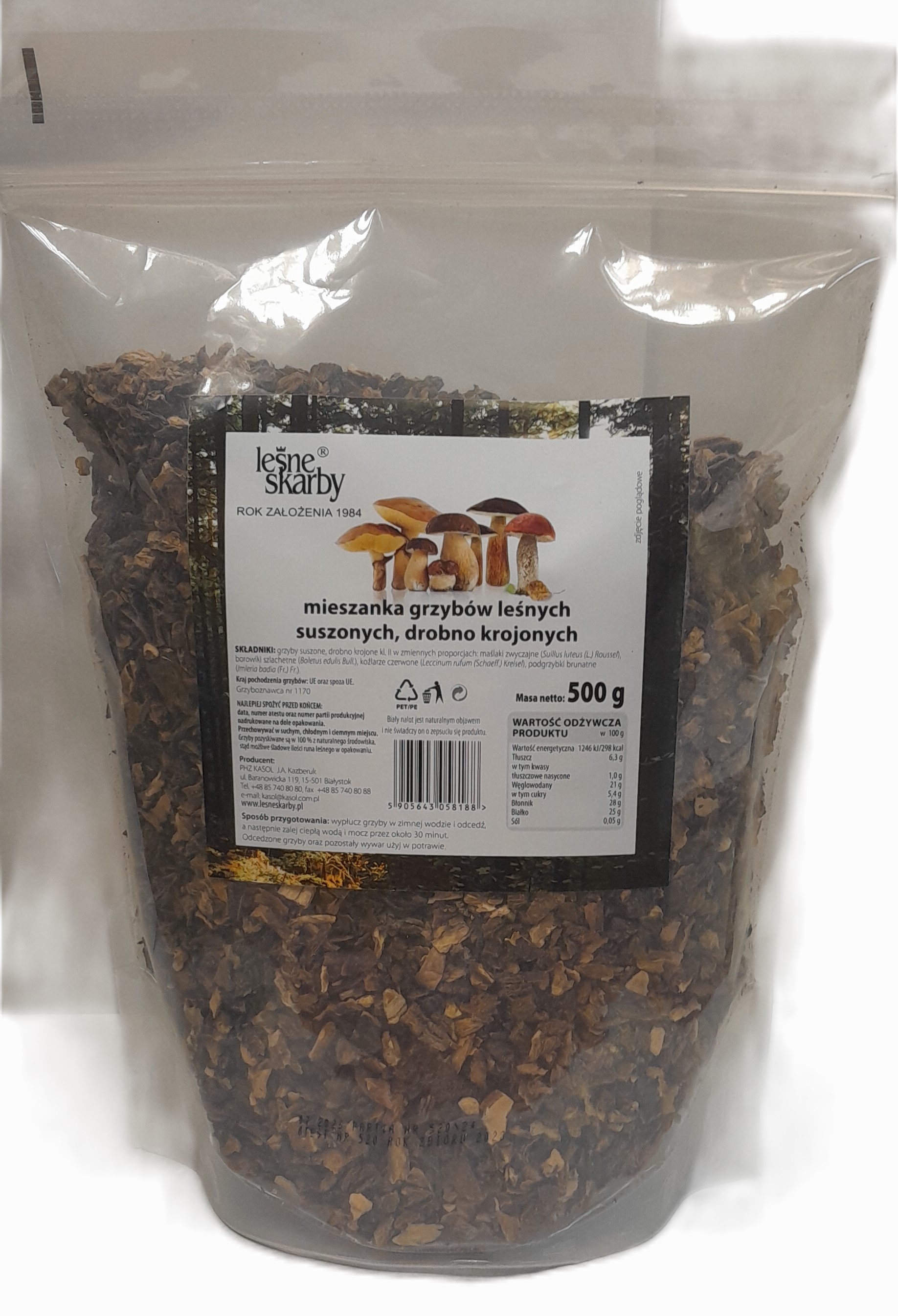 Mieszanka Grzybów Leśnych Suszonych Drobno Krojonych 500G Leśne Skarby