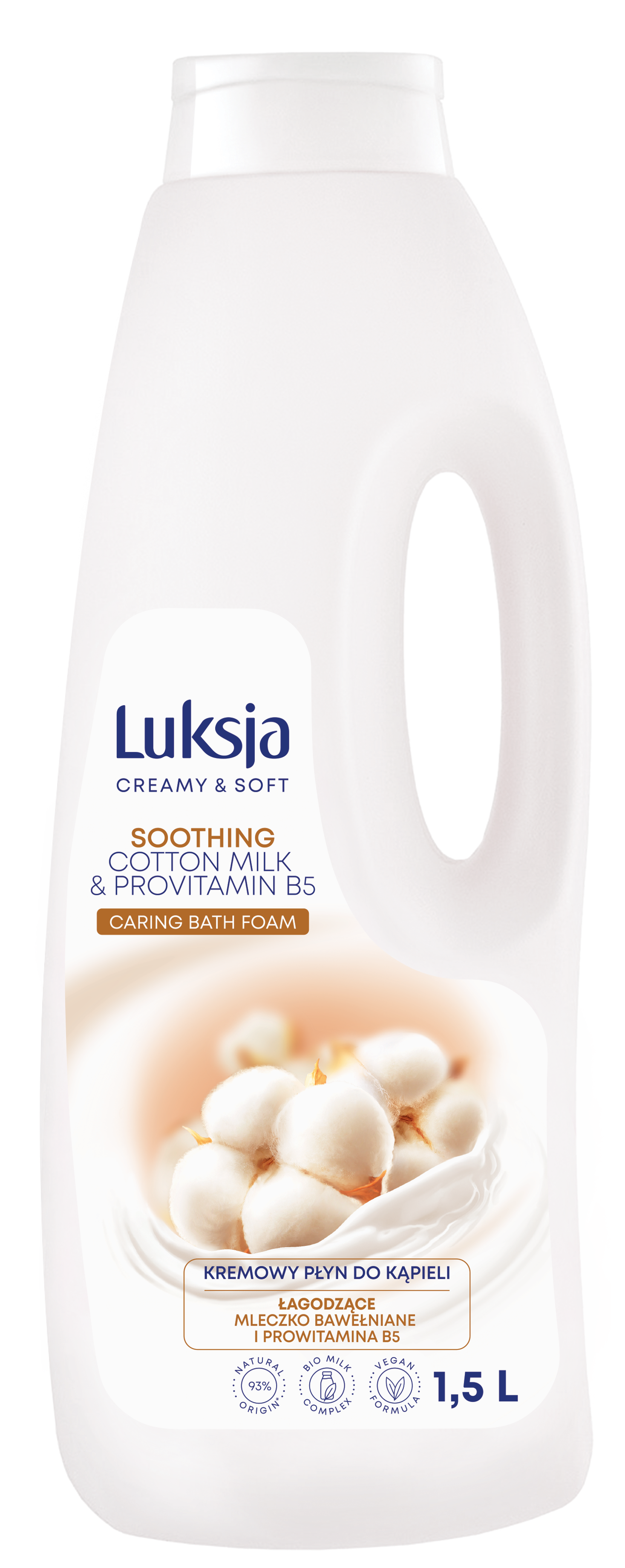 Luksja Creamy & Soft Kremowy Płyn Do Kąpieli Mleczko Bawełniane I Prowitamina B5 1500 Ml