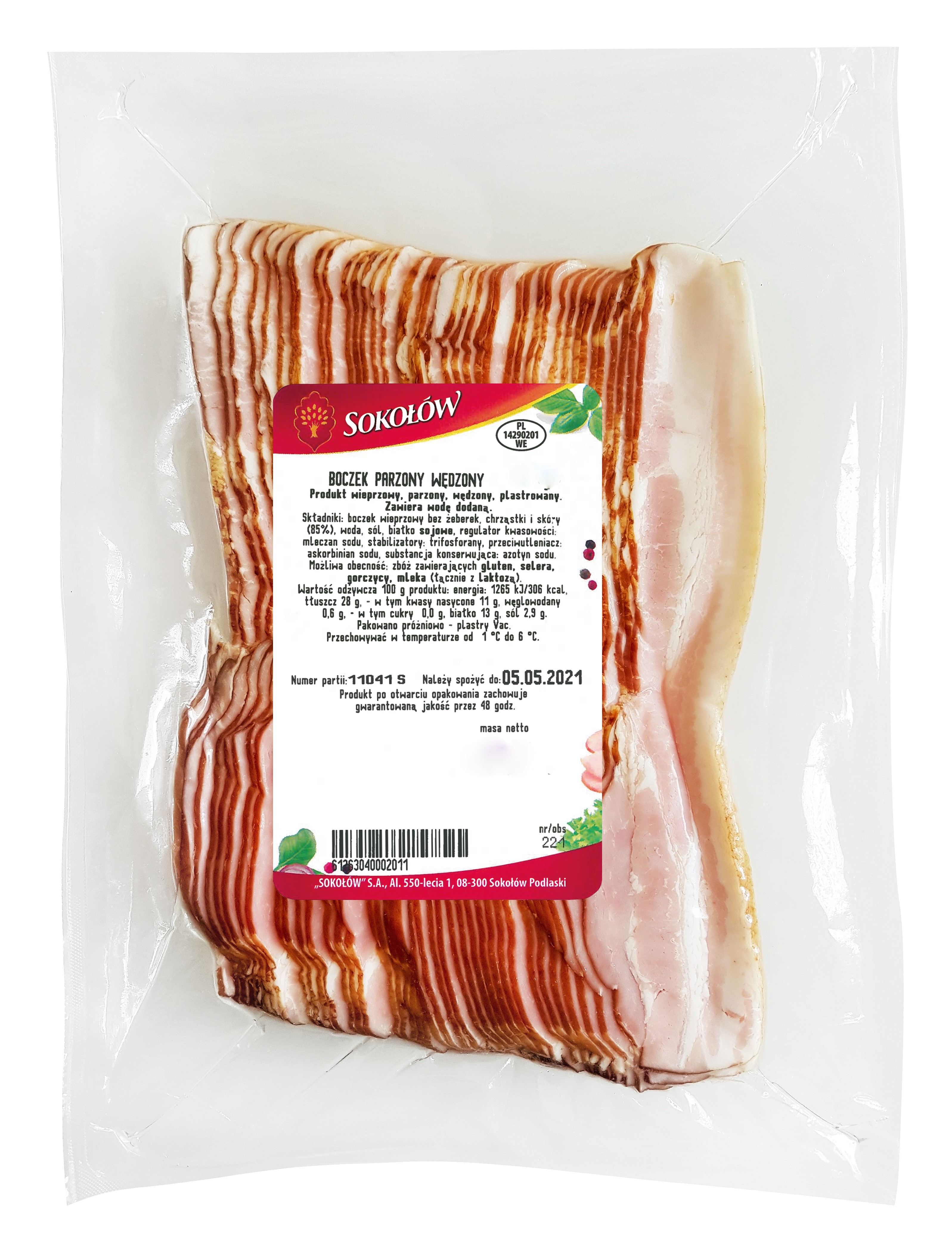 Boczek Parzony Wędzony Ok 2 Kg Sokołów